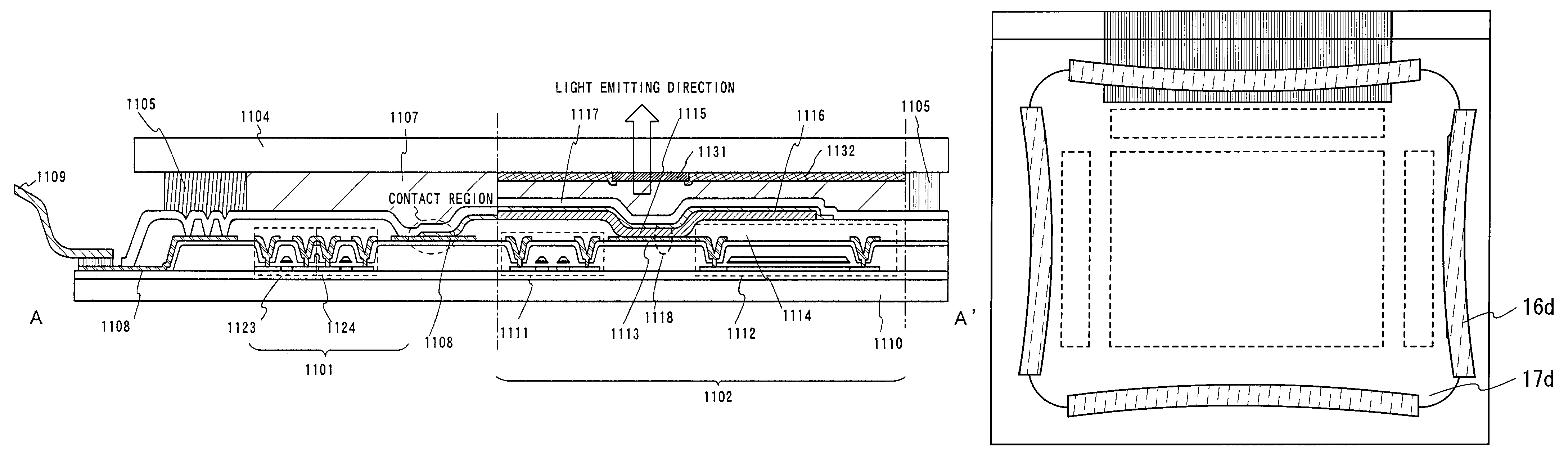 Light emitting device having pixel portion surrounded by first sealing material and covered with second sealing material