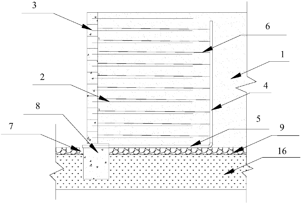 Geogrid reinforced earth retaining wall based on construction waste and construction method