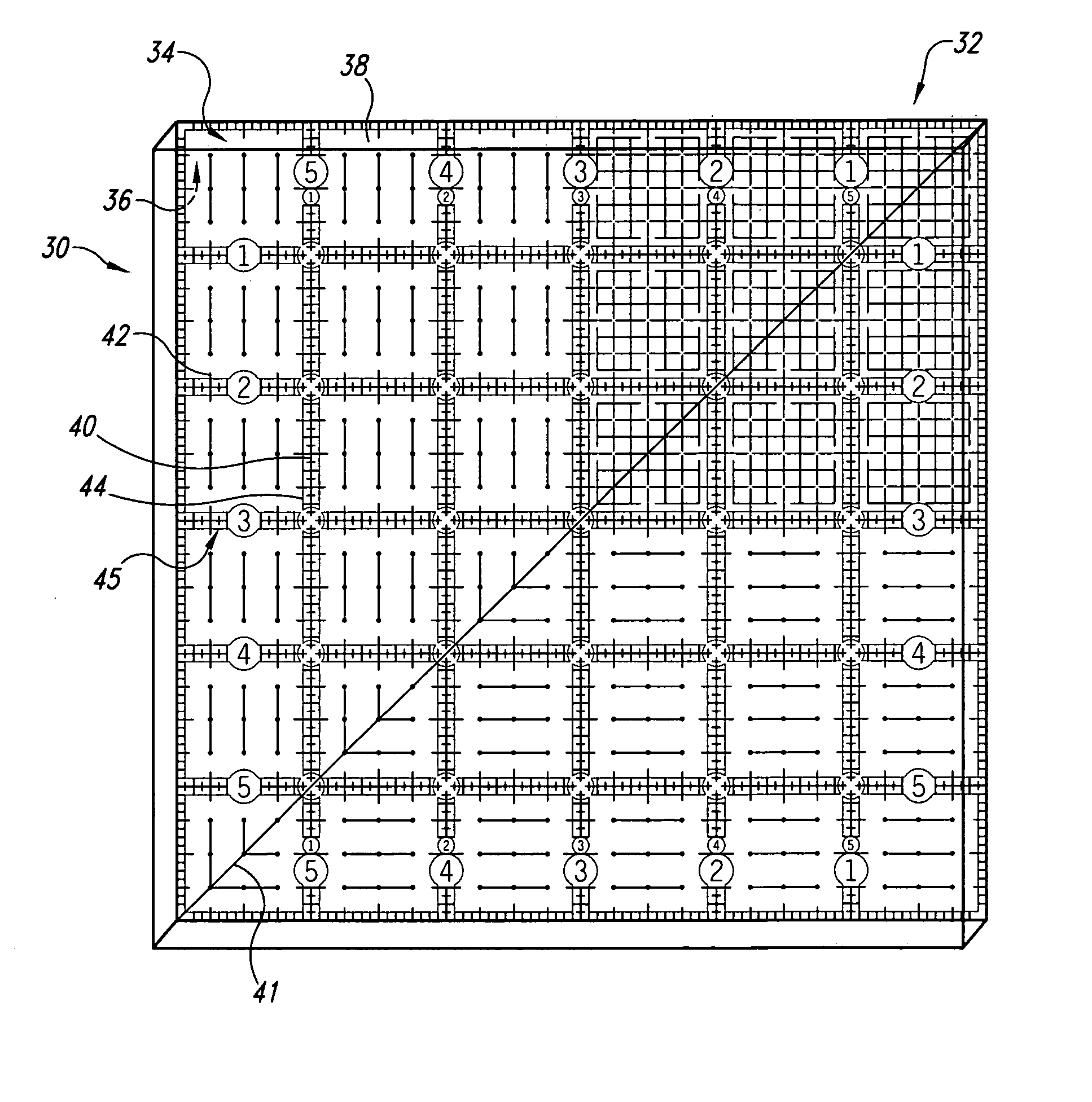 Transparent measuring device with enhanced visibility lines