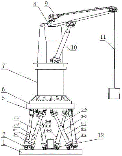 Crane device with multi-degree-of-freedom active wave compensation function and compensation method