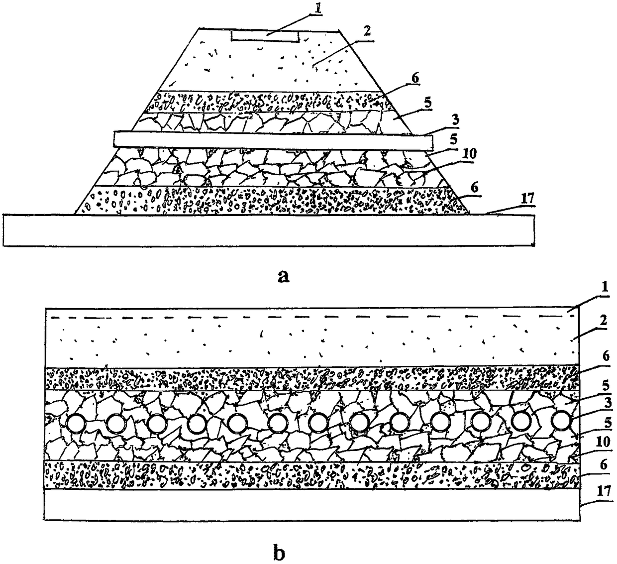 Anti-freezing expansion structural body of roadbed in seasonal frozen soil region and pavement method of structural body