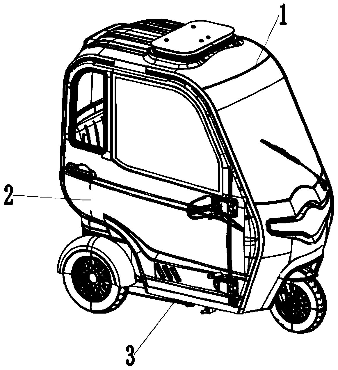 Rice grain type tricycle with hood