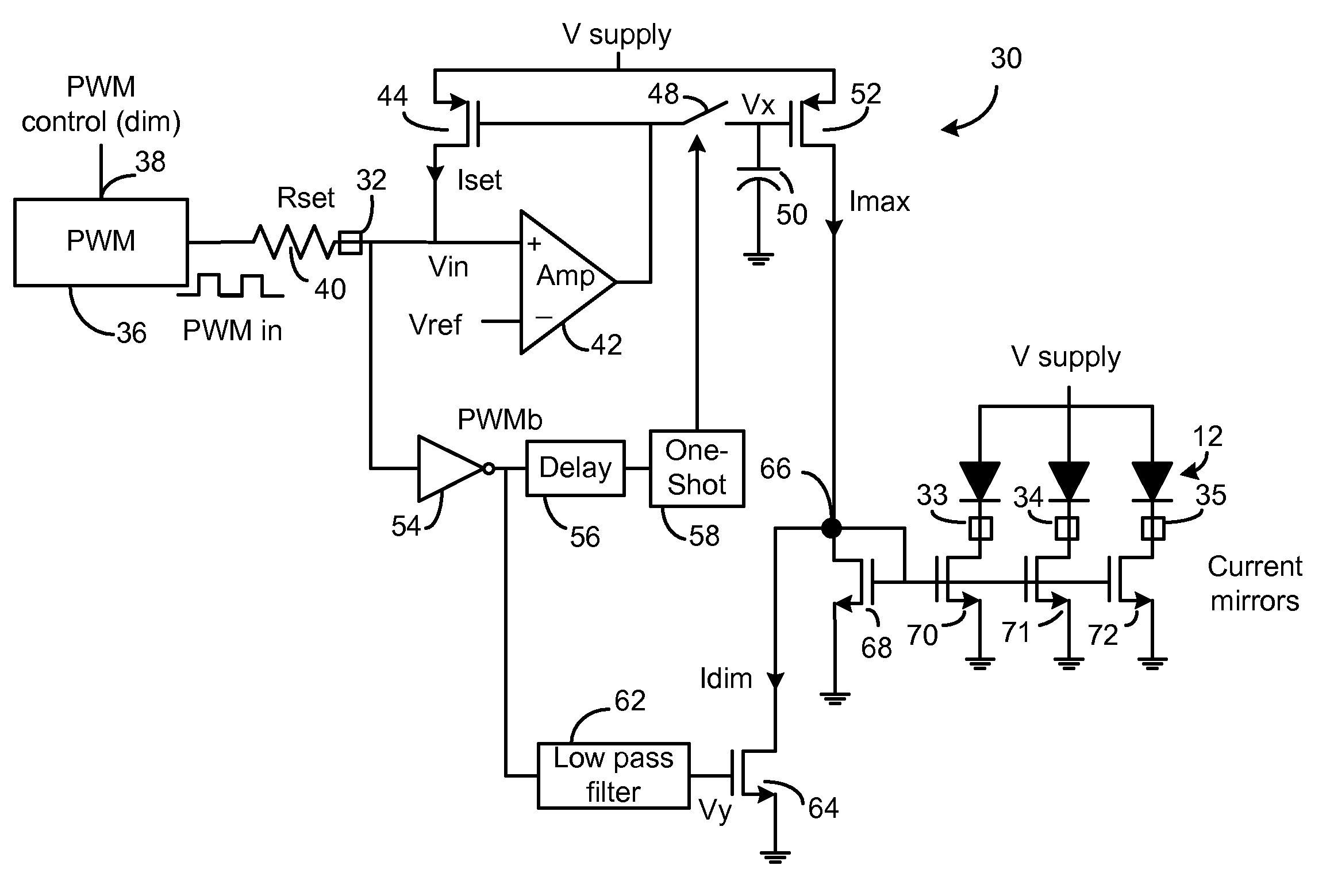 LED Controller IC Using Only One Pin to Dim and Set a Maximum LED Current