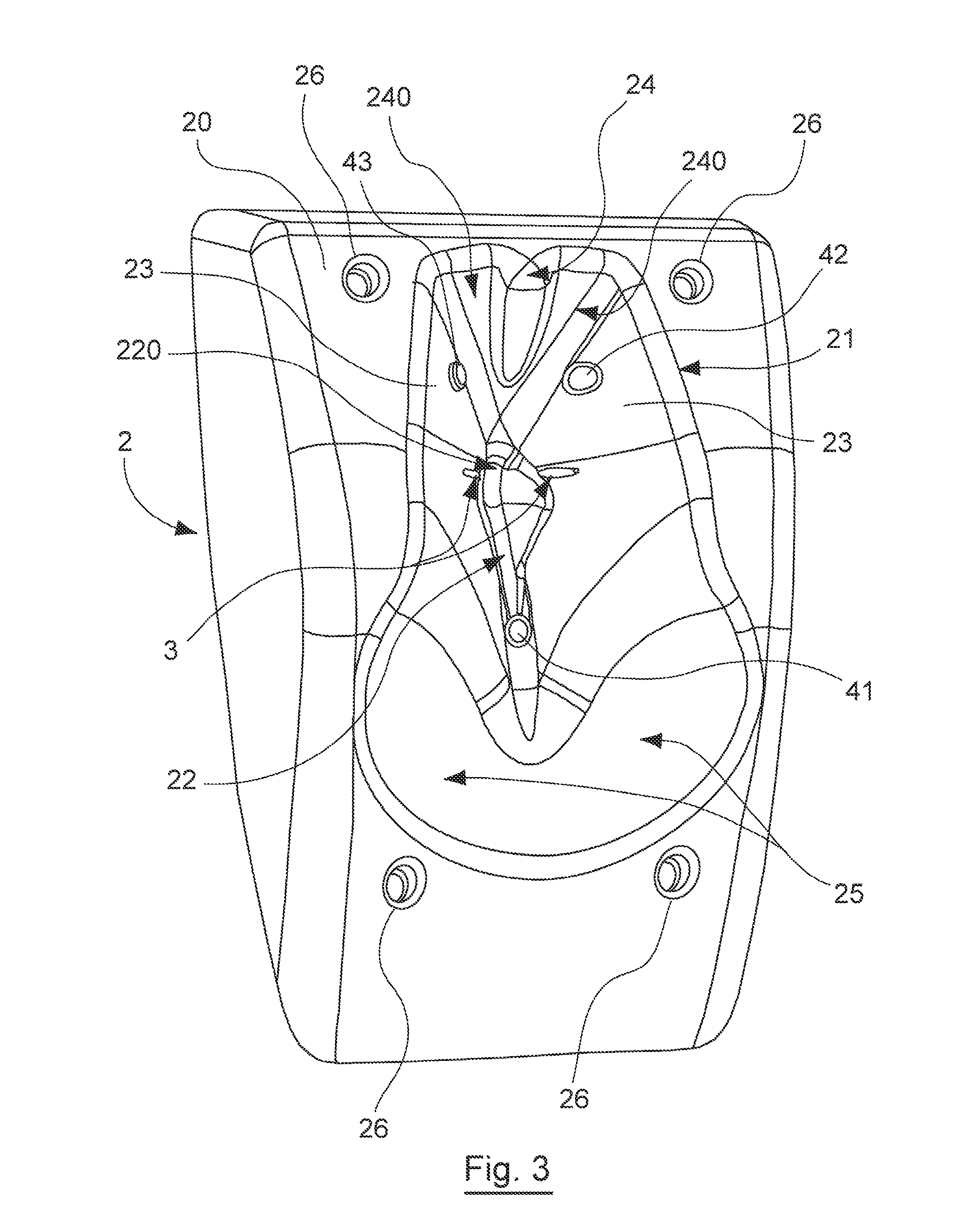 Device for injecting veterinary products to poultry including a contention member having an anatomic form with means for bracing a detectable bone