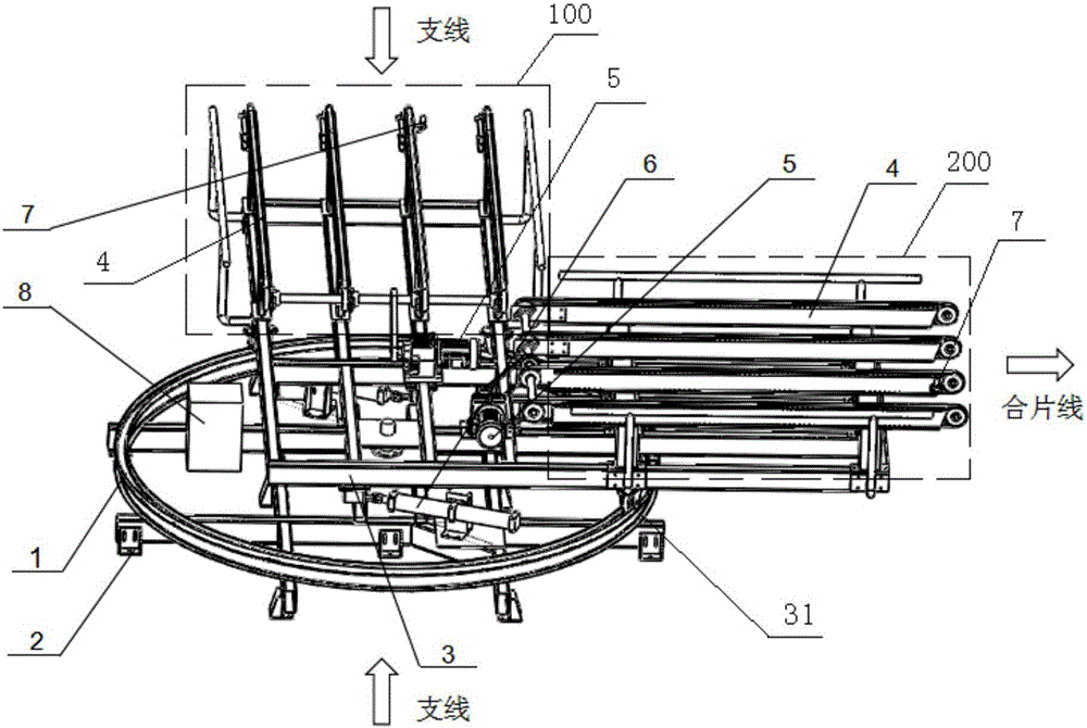 Glass rotating conveying device and glass piece laminating or separating conveying device