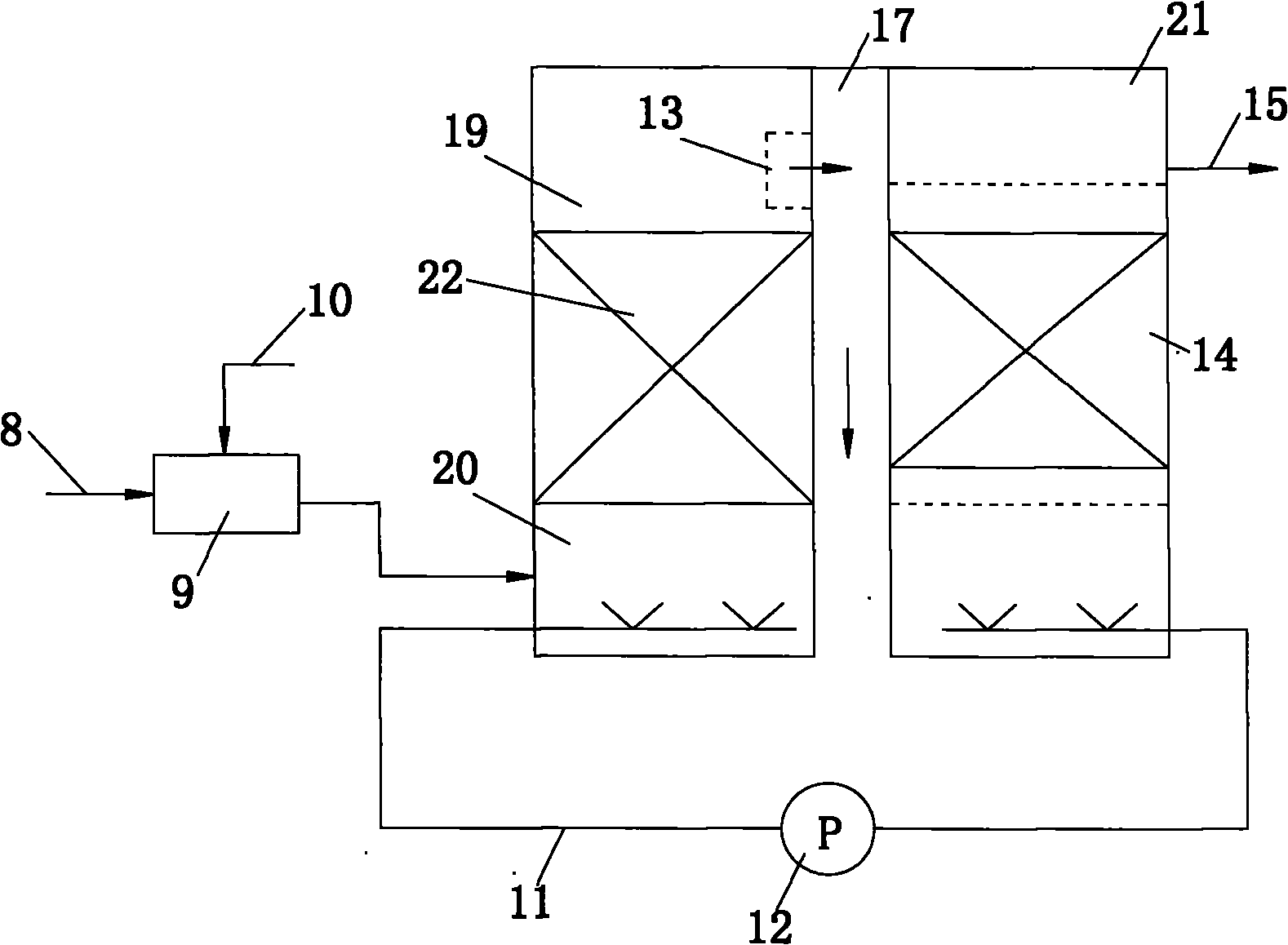 In-situ activation modification treatment method for suspended filter material
