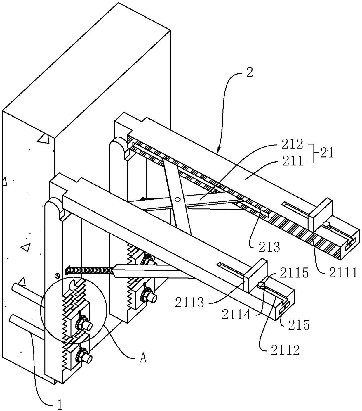 Support structure and construction method of cantilever plate for house building project