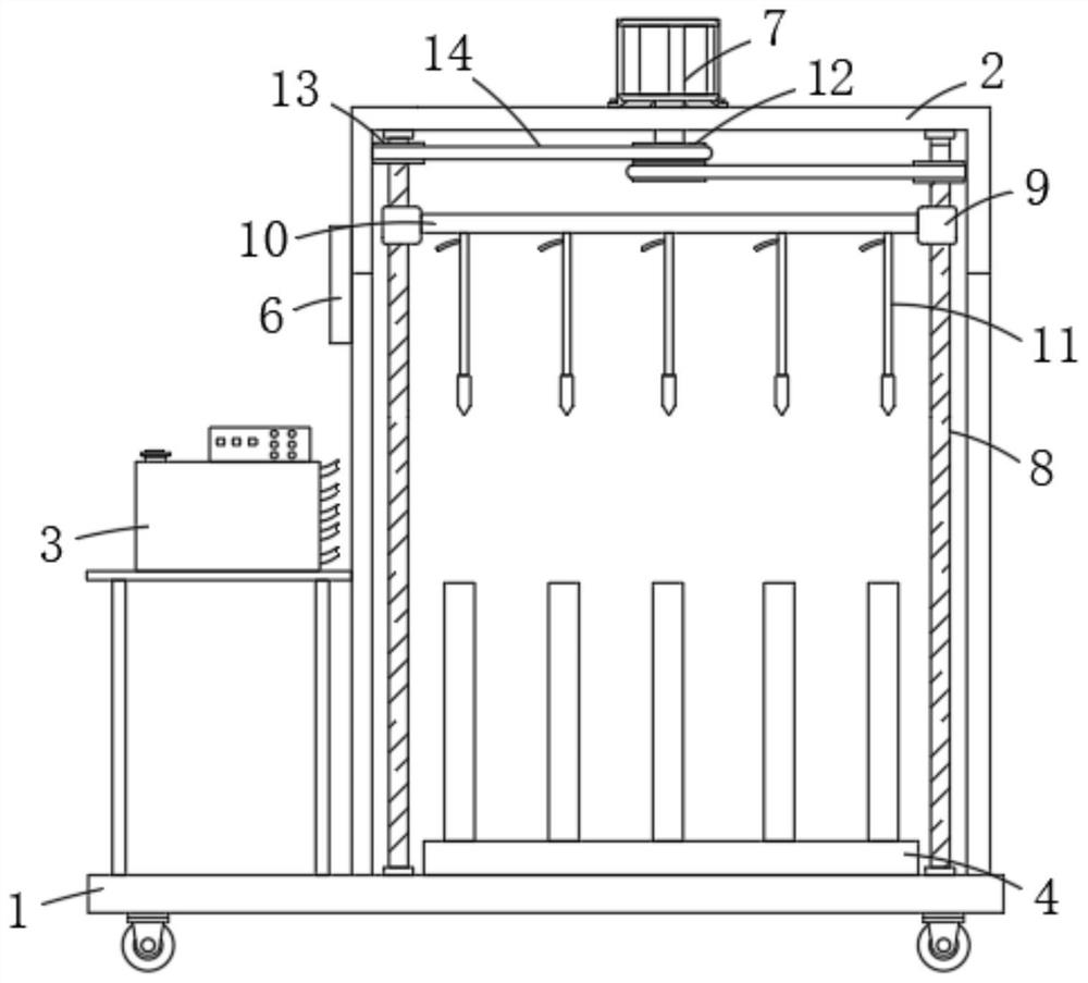 Electrostatic spraying device for steel pipe inner wall powder coating