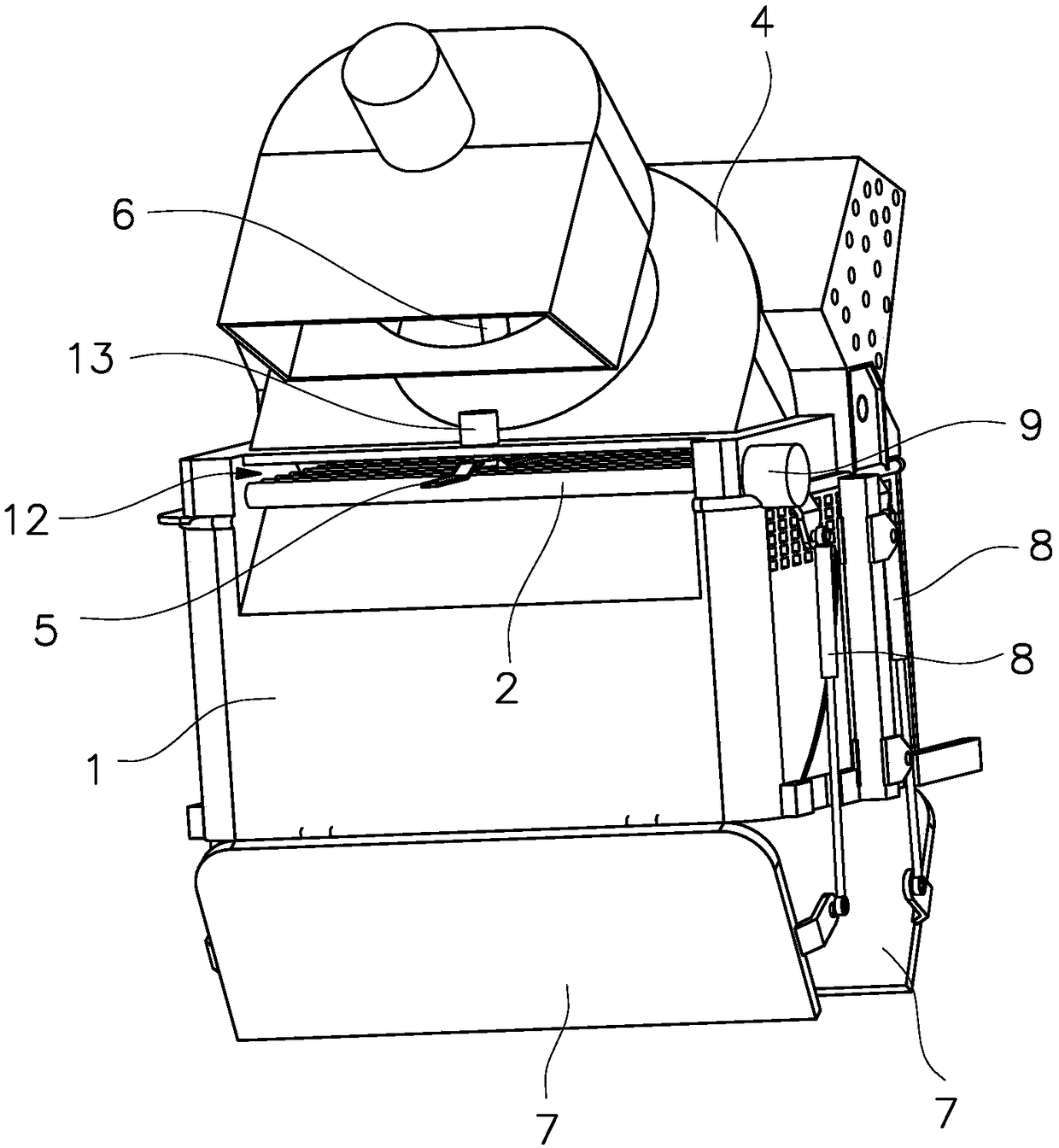 Automatic green soy bean separating device of green soy bean harvesting machine