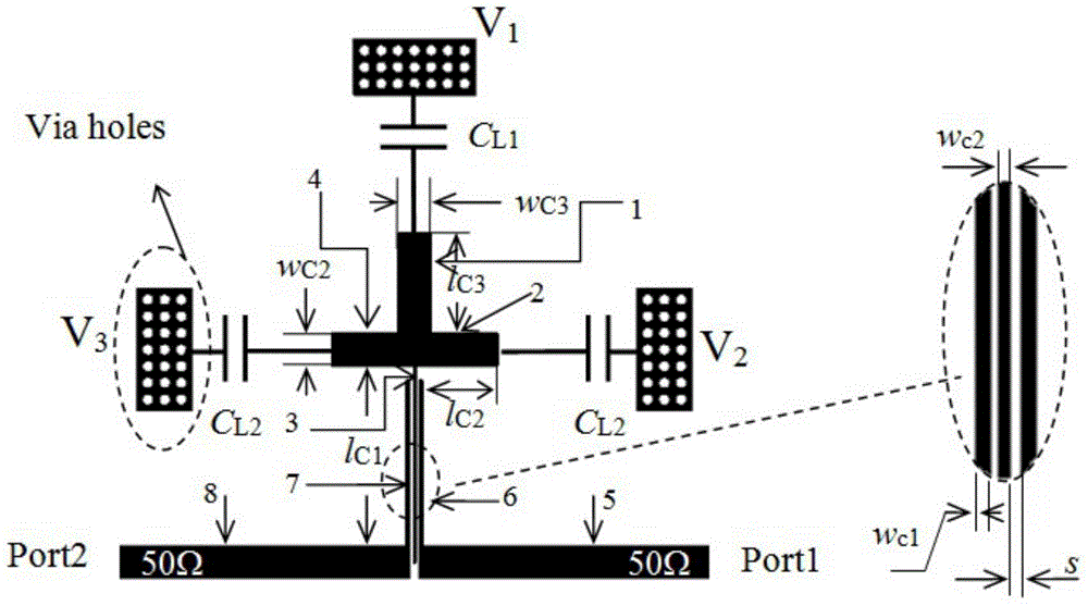 Recombinant trapped wave frequency band ultra wide band-pass filter based on cross resonator