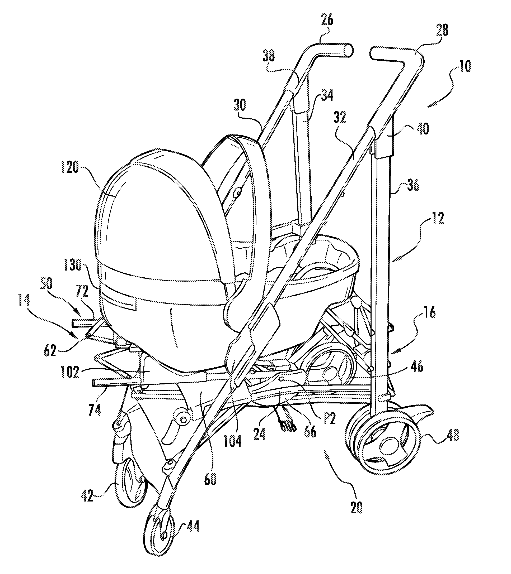 Stroller with travel seat attachment