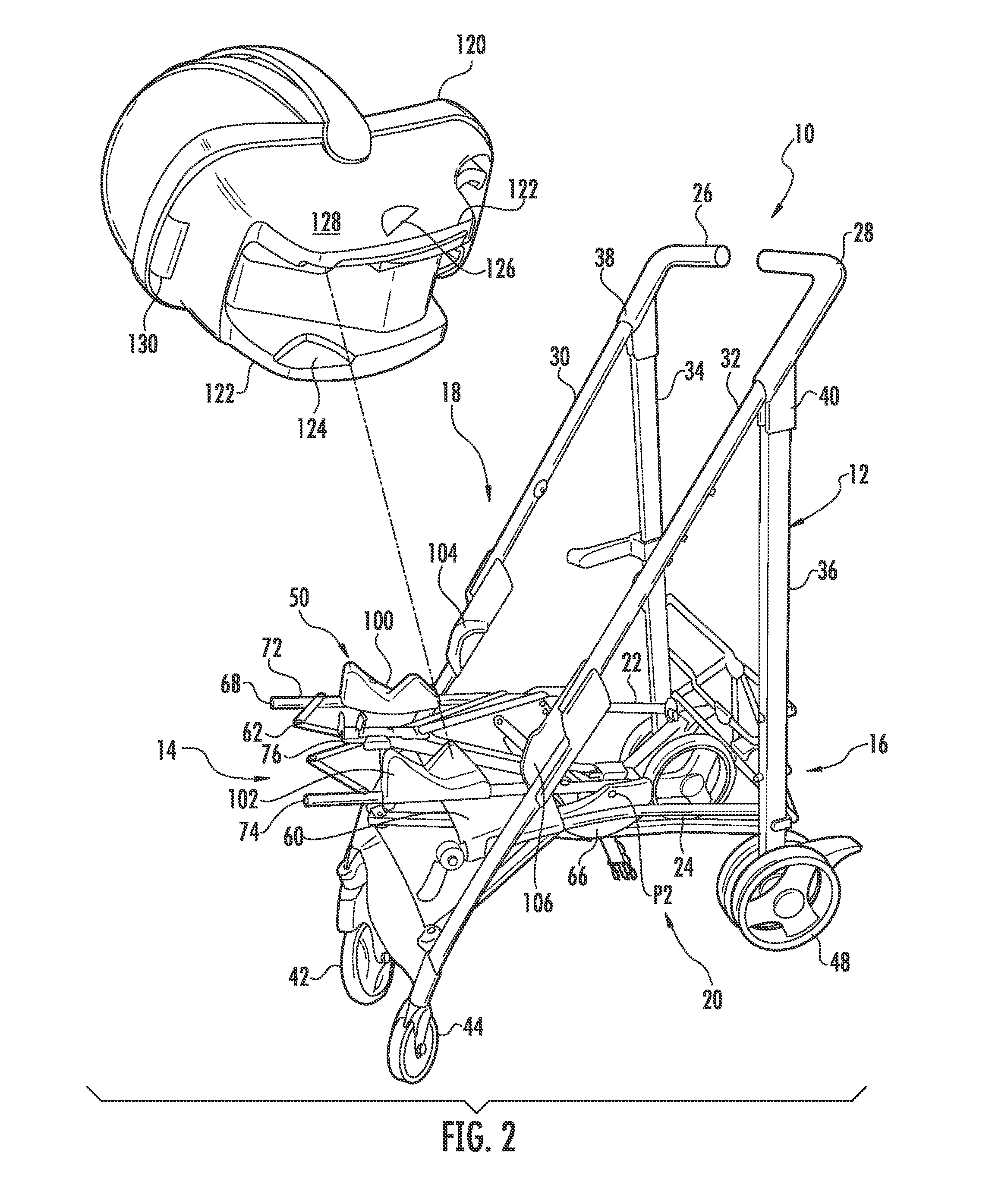 Stroller with travel seat attachment