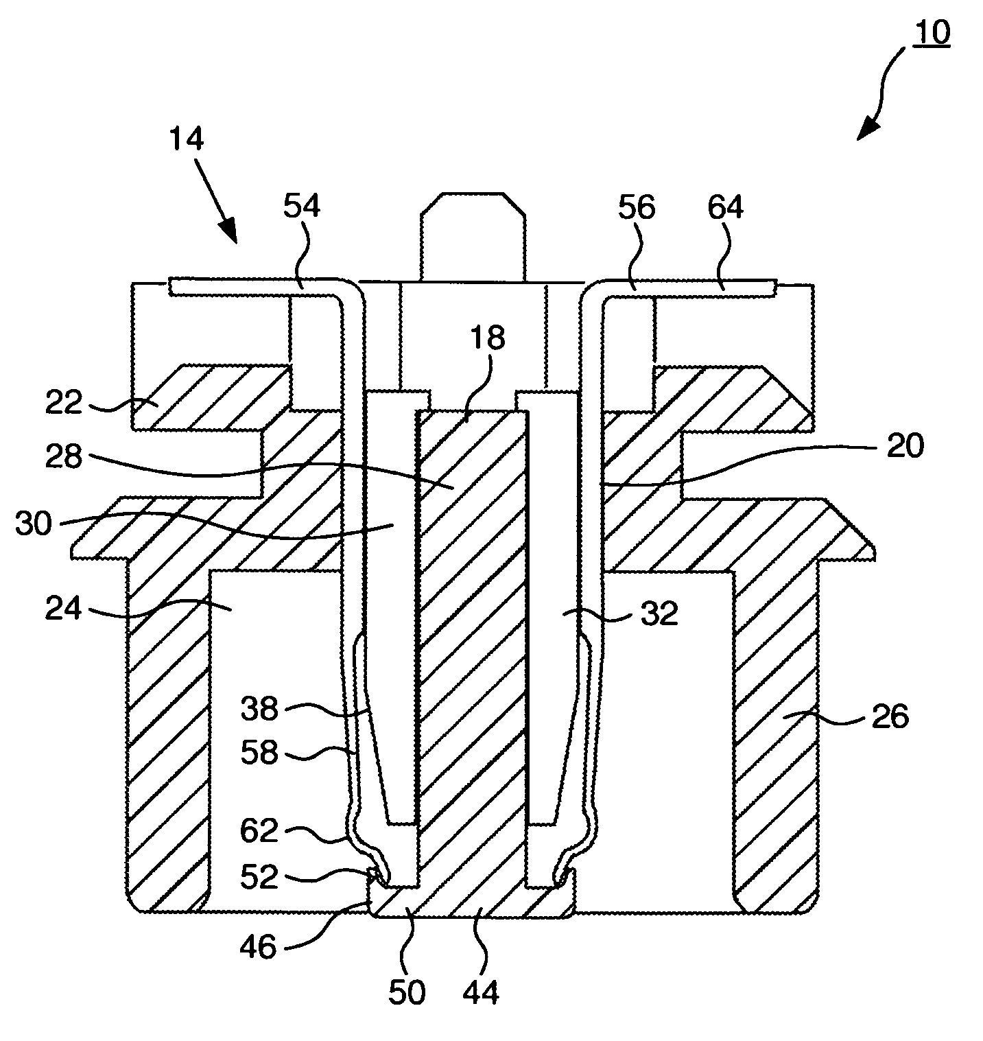 Male connector, female connector and connector arrangement