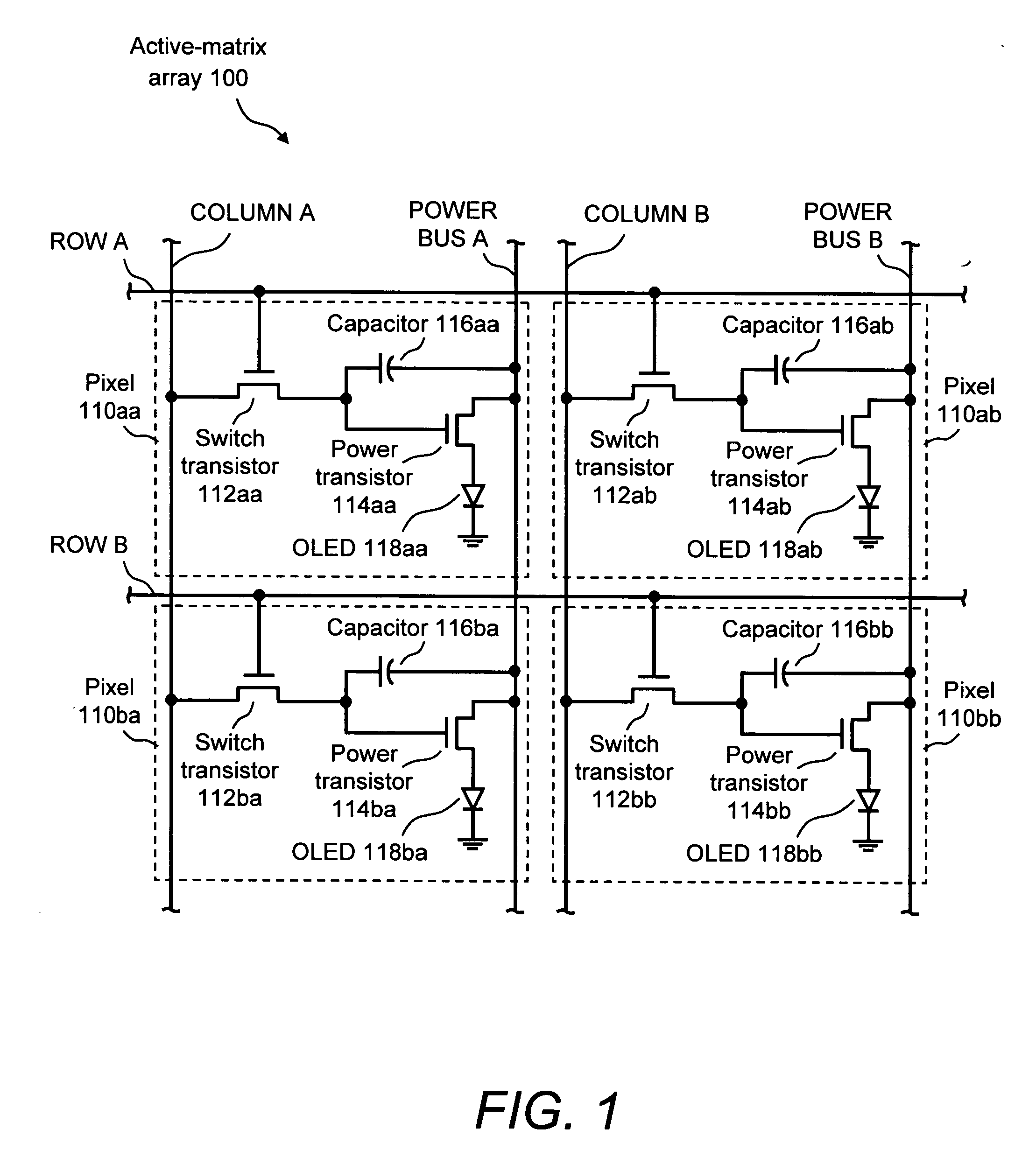 System and method for compensation of active element variations in an active-matrix organic light-emitting diode (OLED) flat-panel display