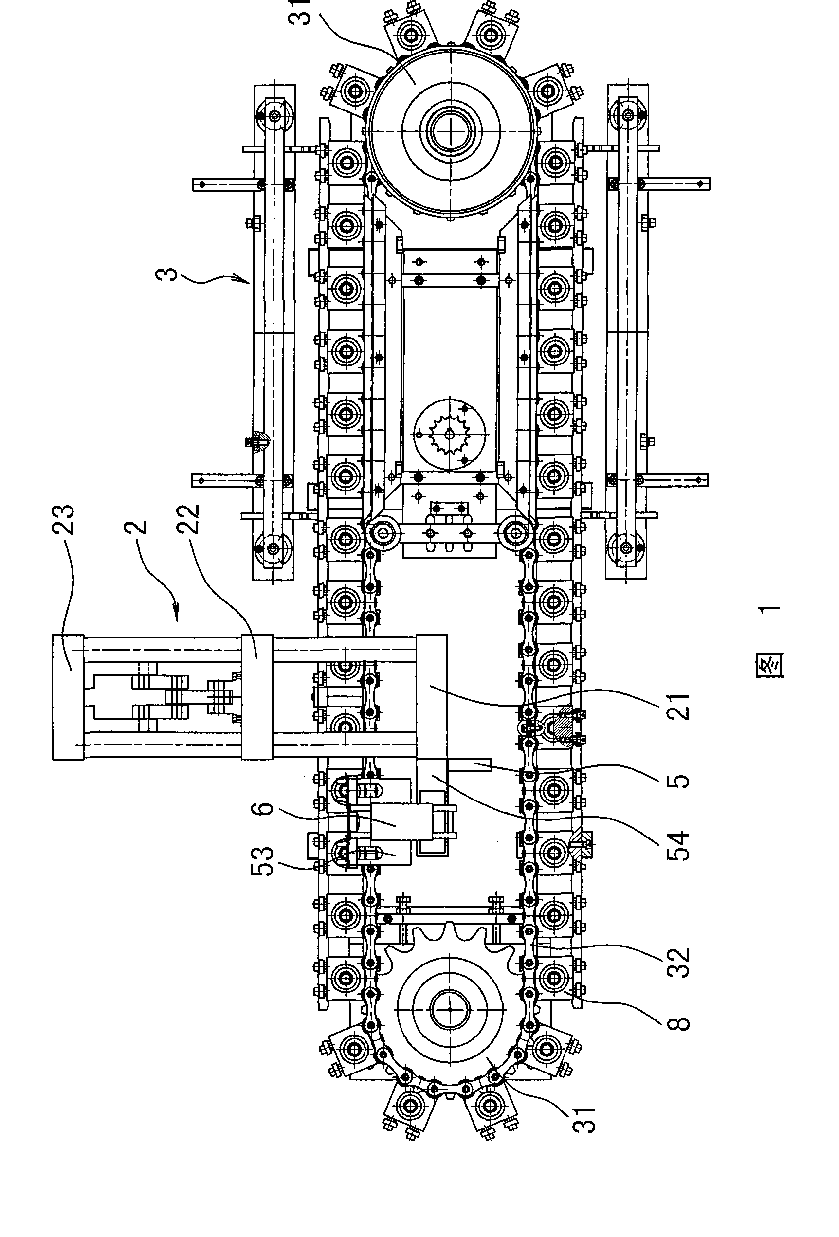 Automatic bottle removing mechanism of plastics hollow container stretching-blowing device