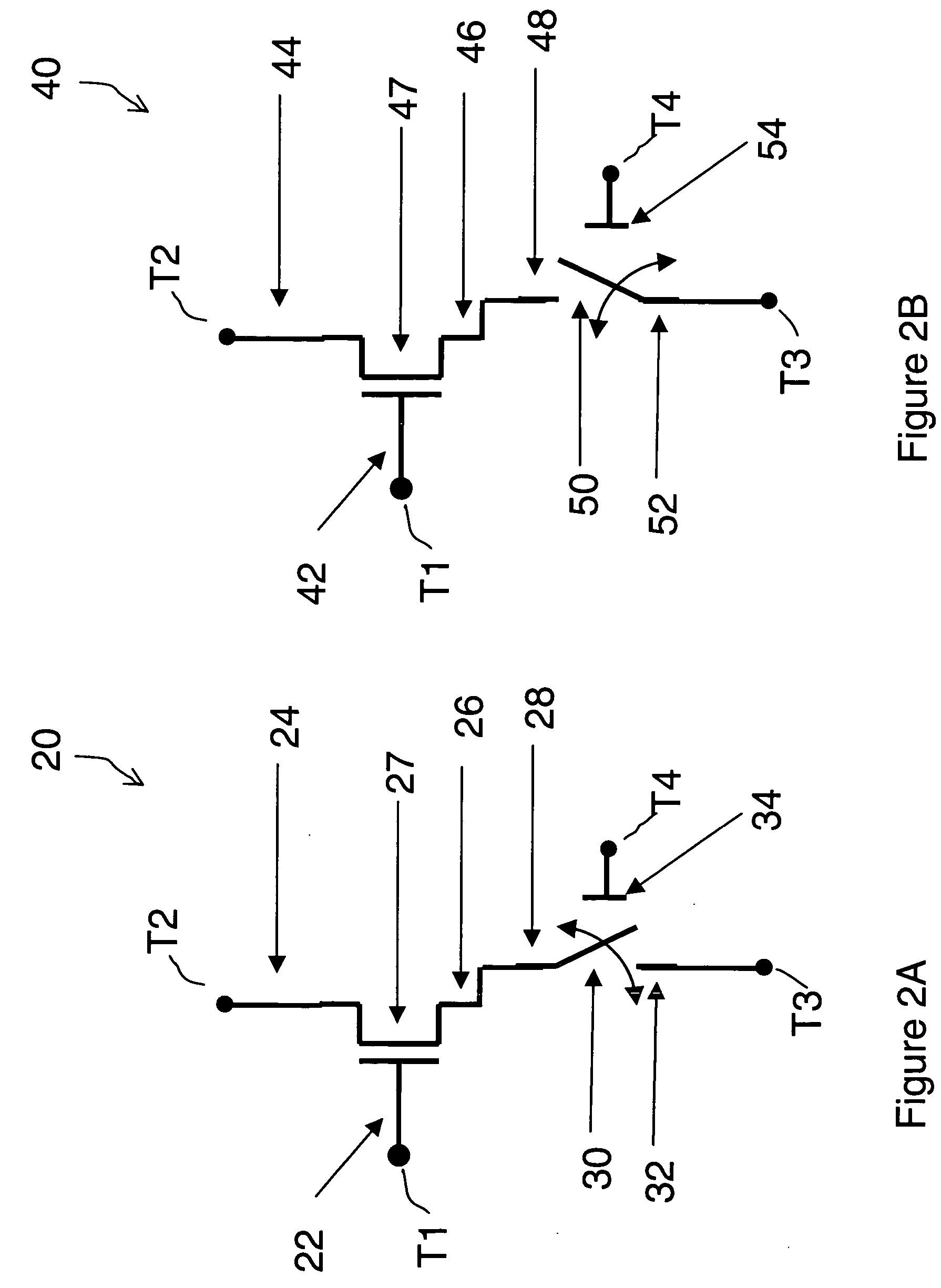 Field effect devices having a drain controlled via a nanotube switching element