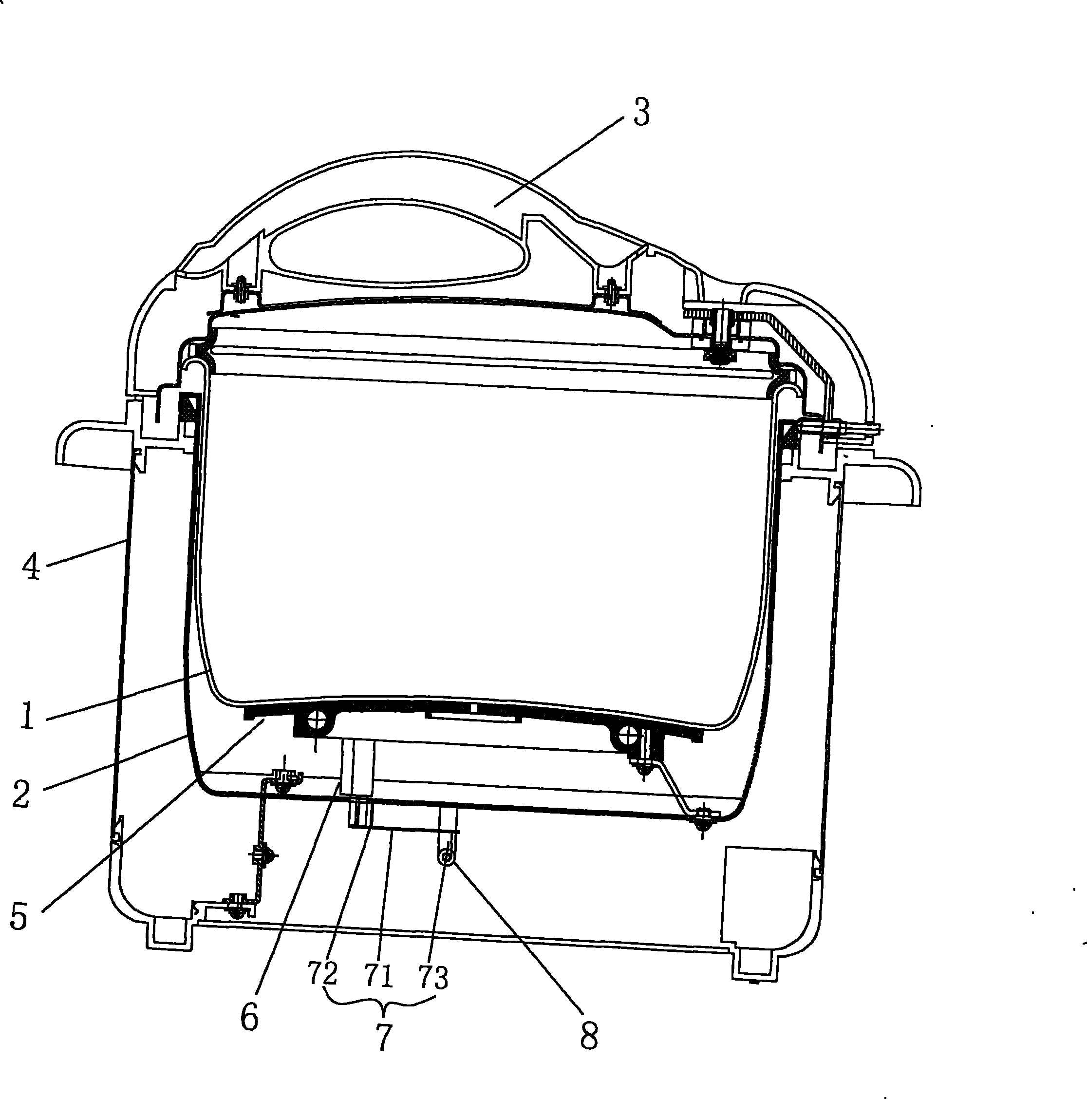 Electric pressure cooker using angular displacement sensing device