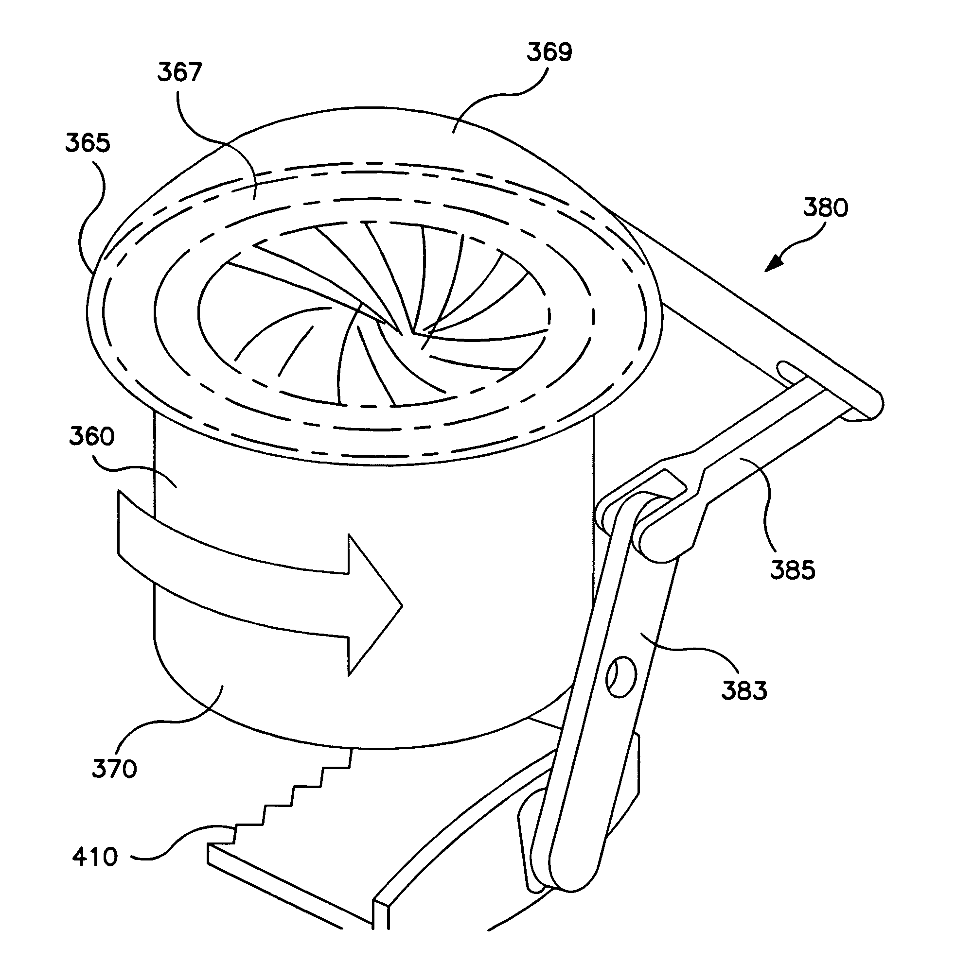 Waste disposal device including an external actuation mechanism to operate a cartridge