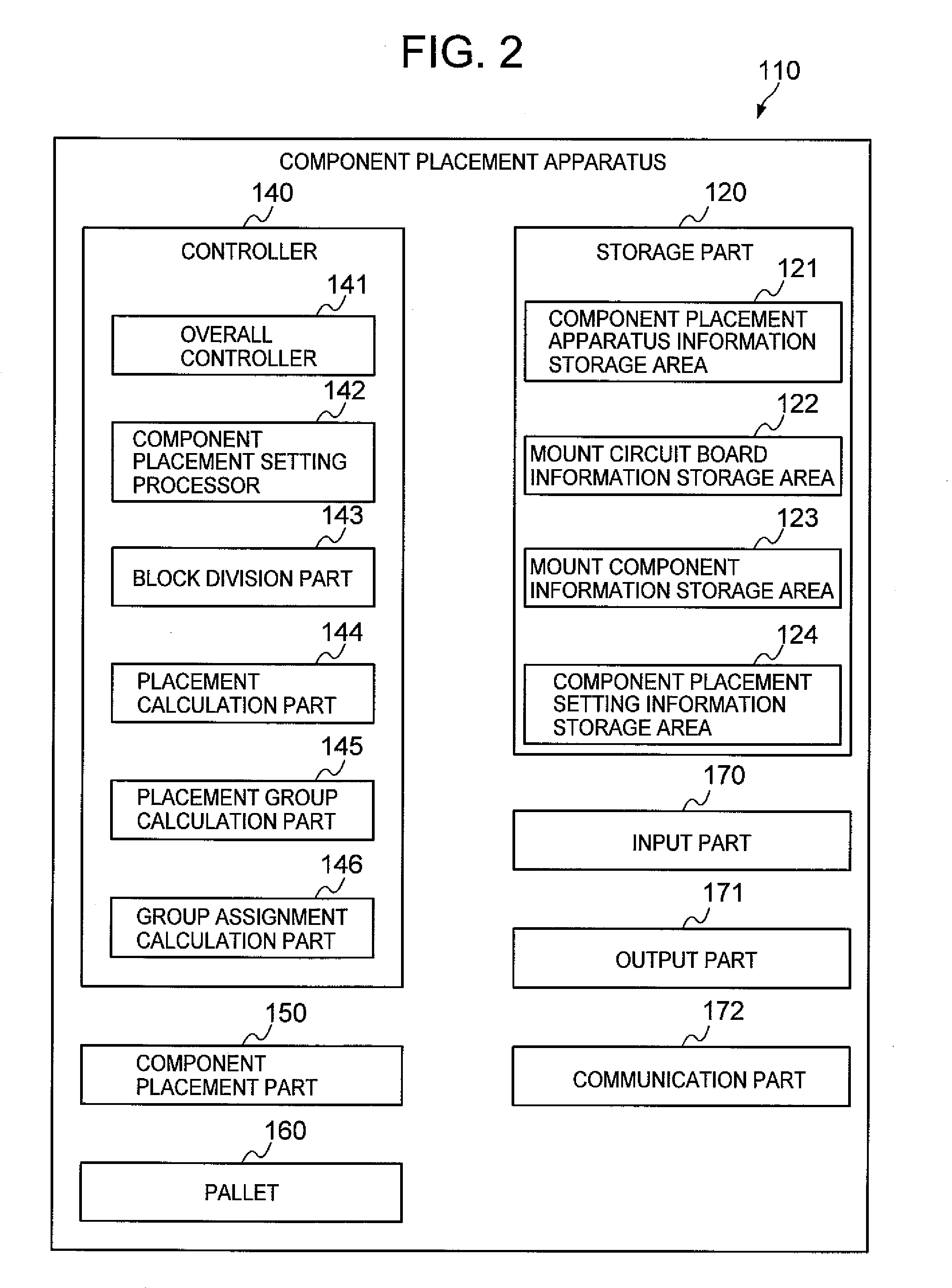 Component Placement Apparatus, Component Placement Setting Calculation Apparatus, Program, and Component Placement Setting Calculation Method