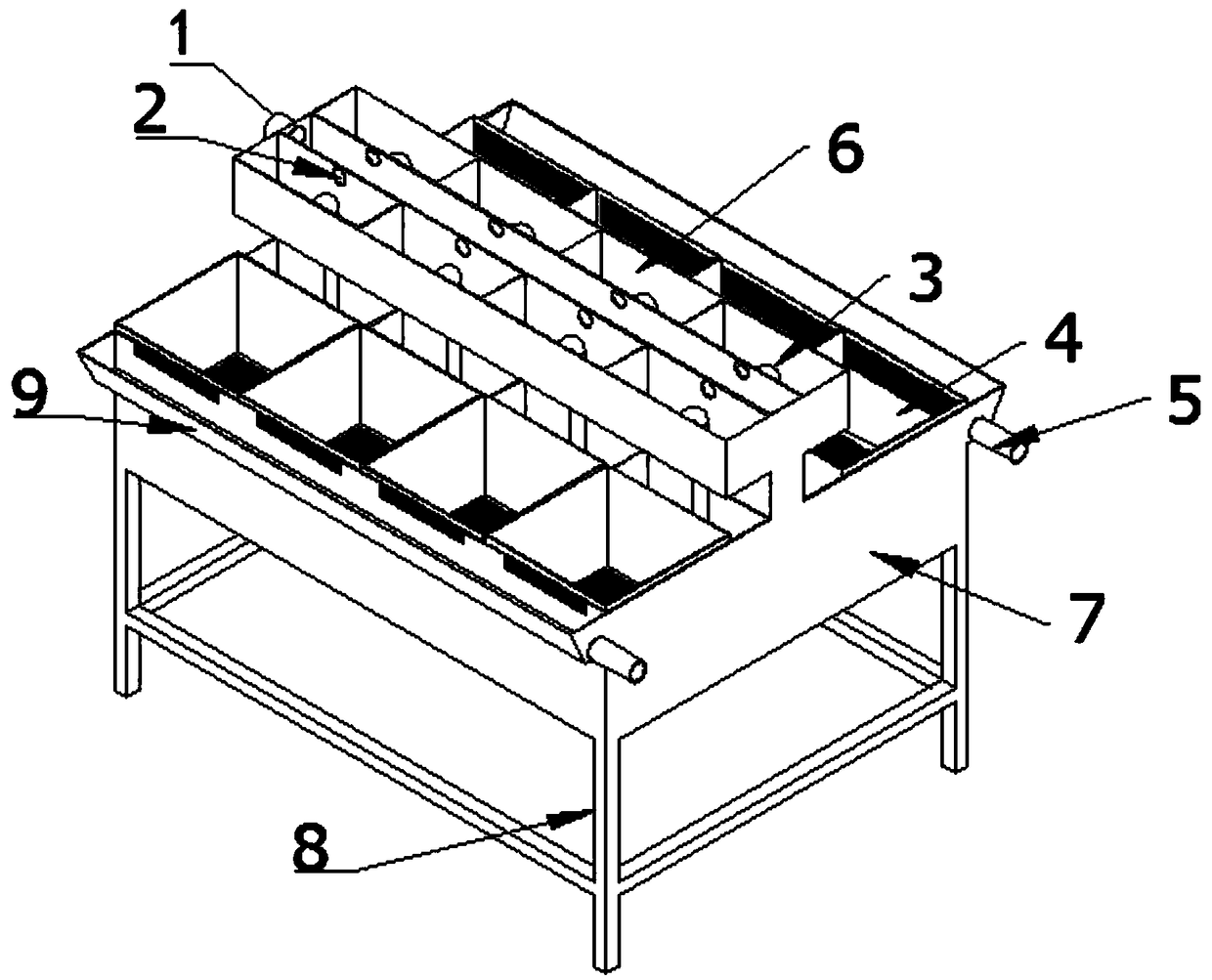 A pulse water distribution type fish egg hatching device