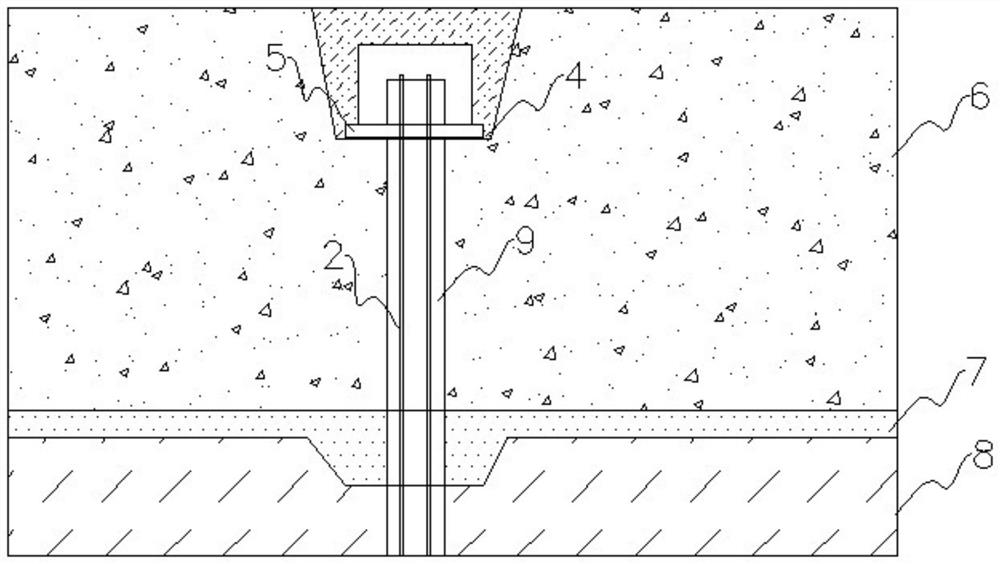 Electric transmission line narrow-base steel tube tower plate type prestress pressure-bearing type anchor rod structure