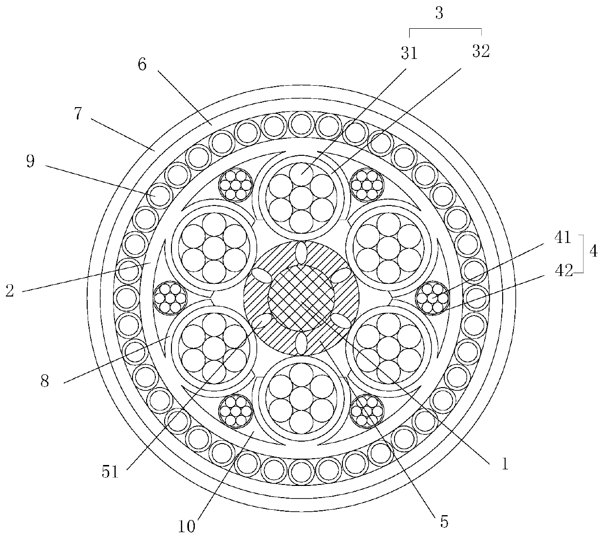 An easy-to-dissipate large-capacity power cable