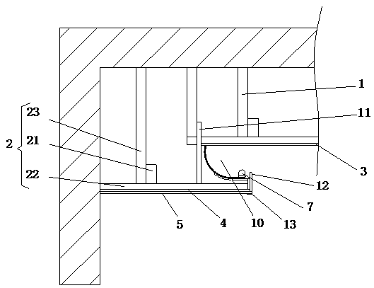 Lamp trough structure device of ceiling and mounting method of lamp trough structure device