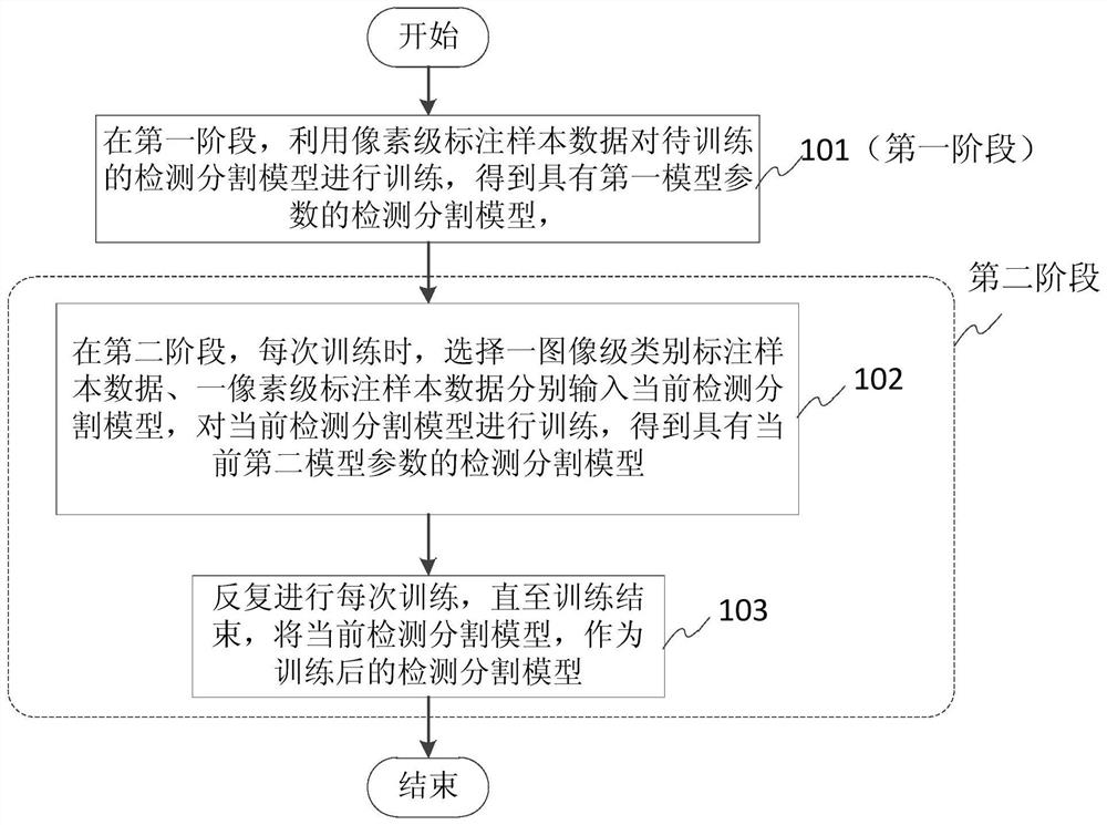 Training method and device of detection segmentation model, and target detection method and device