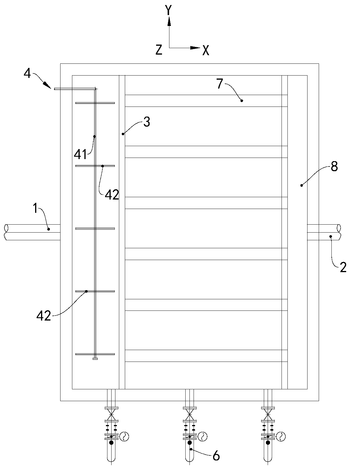 Active carbon adsorption zone and water treatment pool