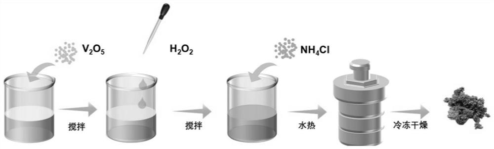 Vanadium pentoxide nanobelt with hydrogen bond network as well as preparation and application thereof