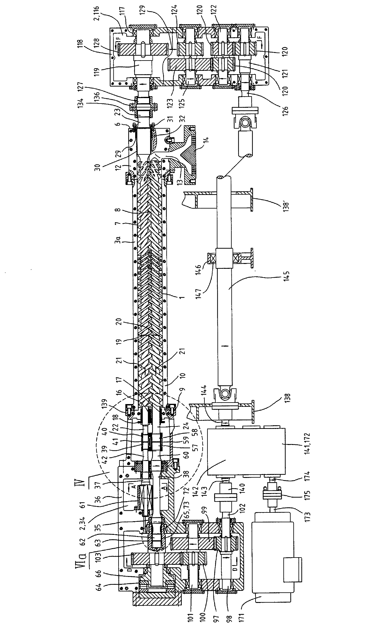 Parallel counter-rotating intermeshing twin-screw extruder