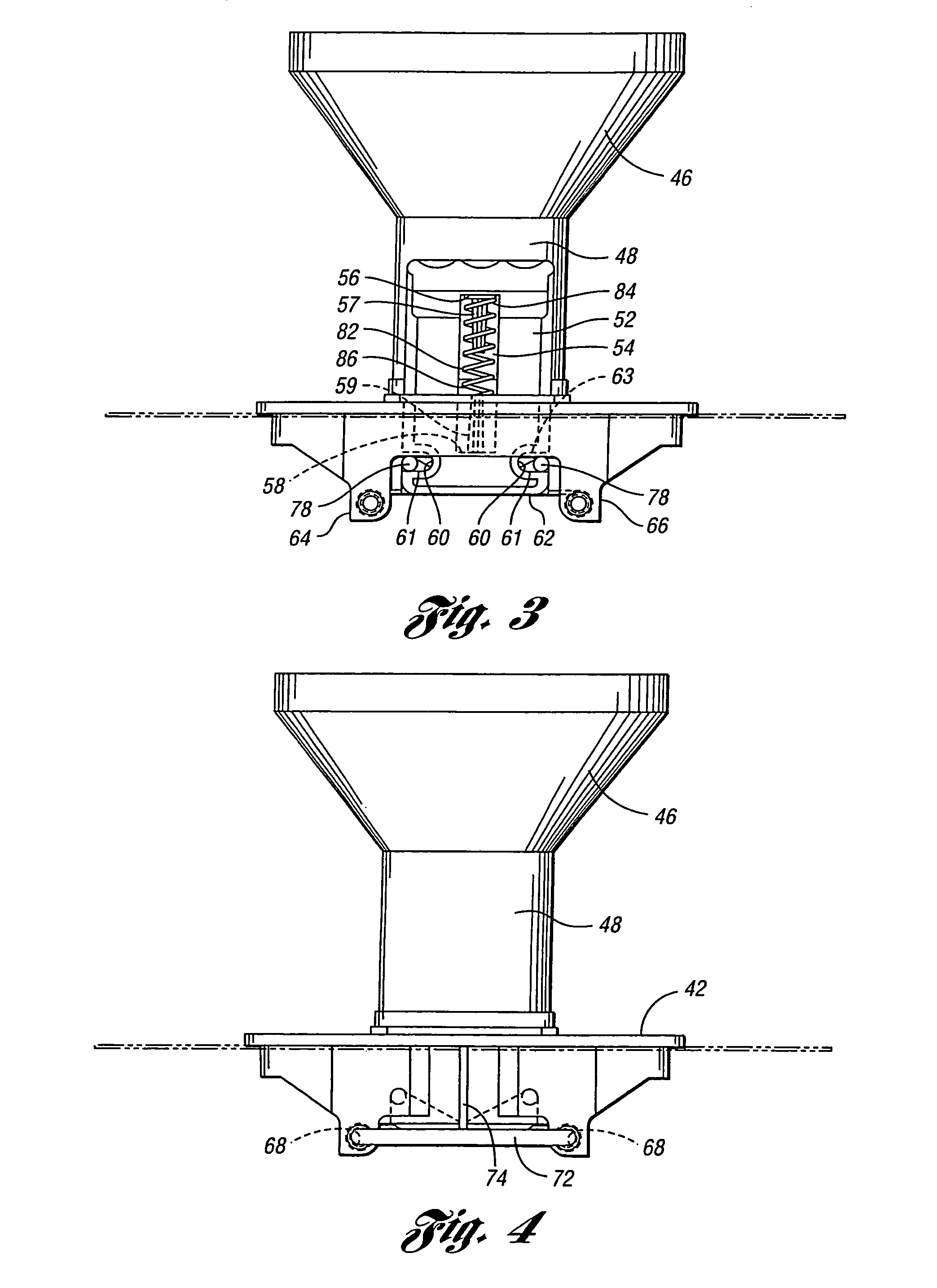 Dischargeable storage device for distributing food over a surface
