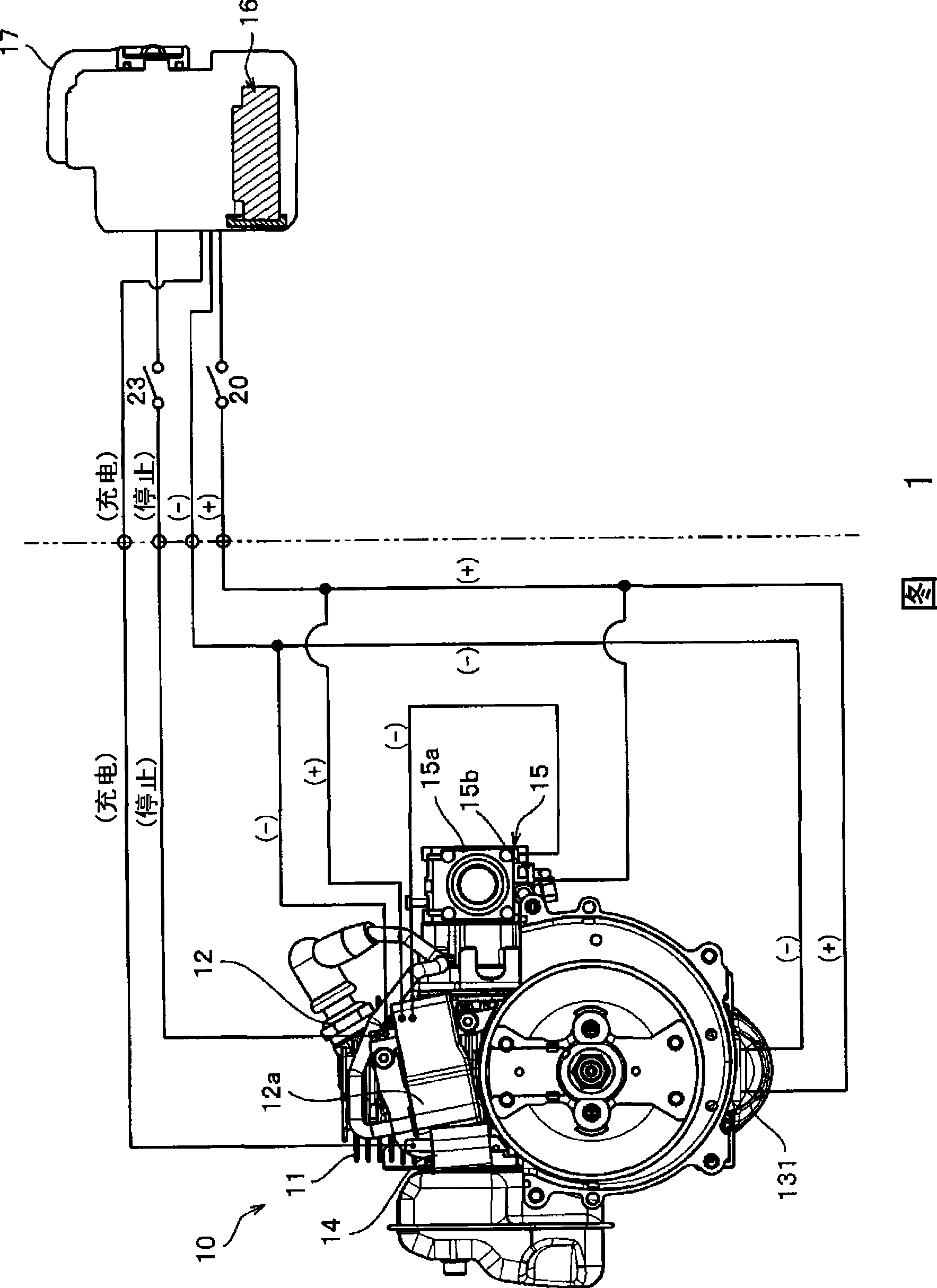 Engine actuating device for manual operation machine with small-size motor and manual operation machine equipped with the same