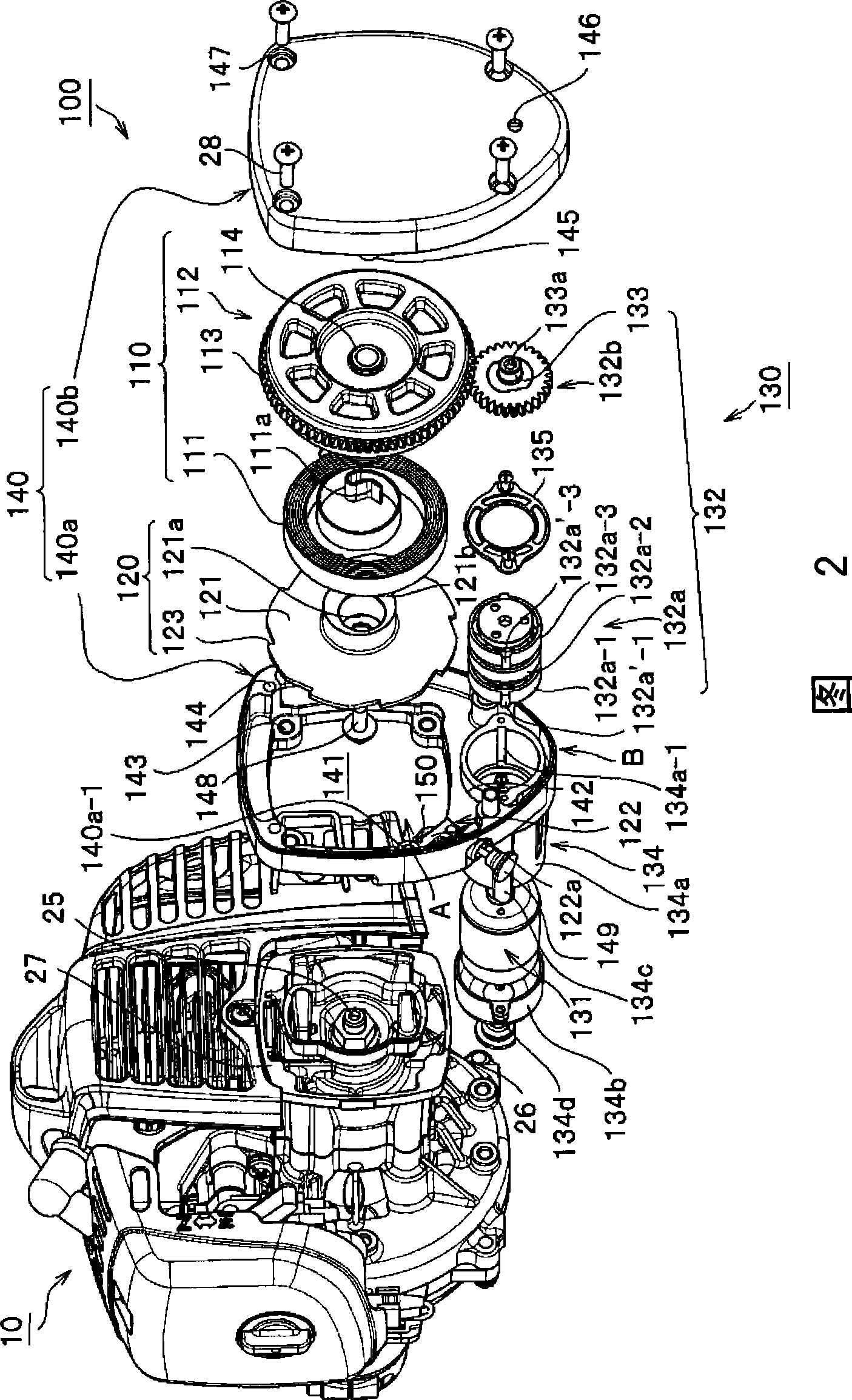 Engine actuating device for manual operation machine with small-size motor and manual operation machine equipped with the same