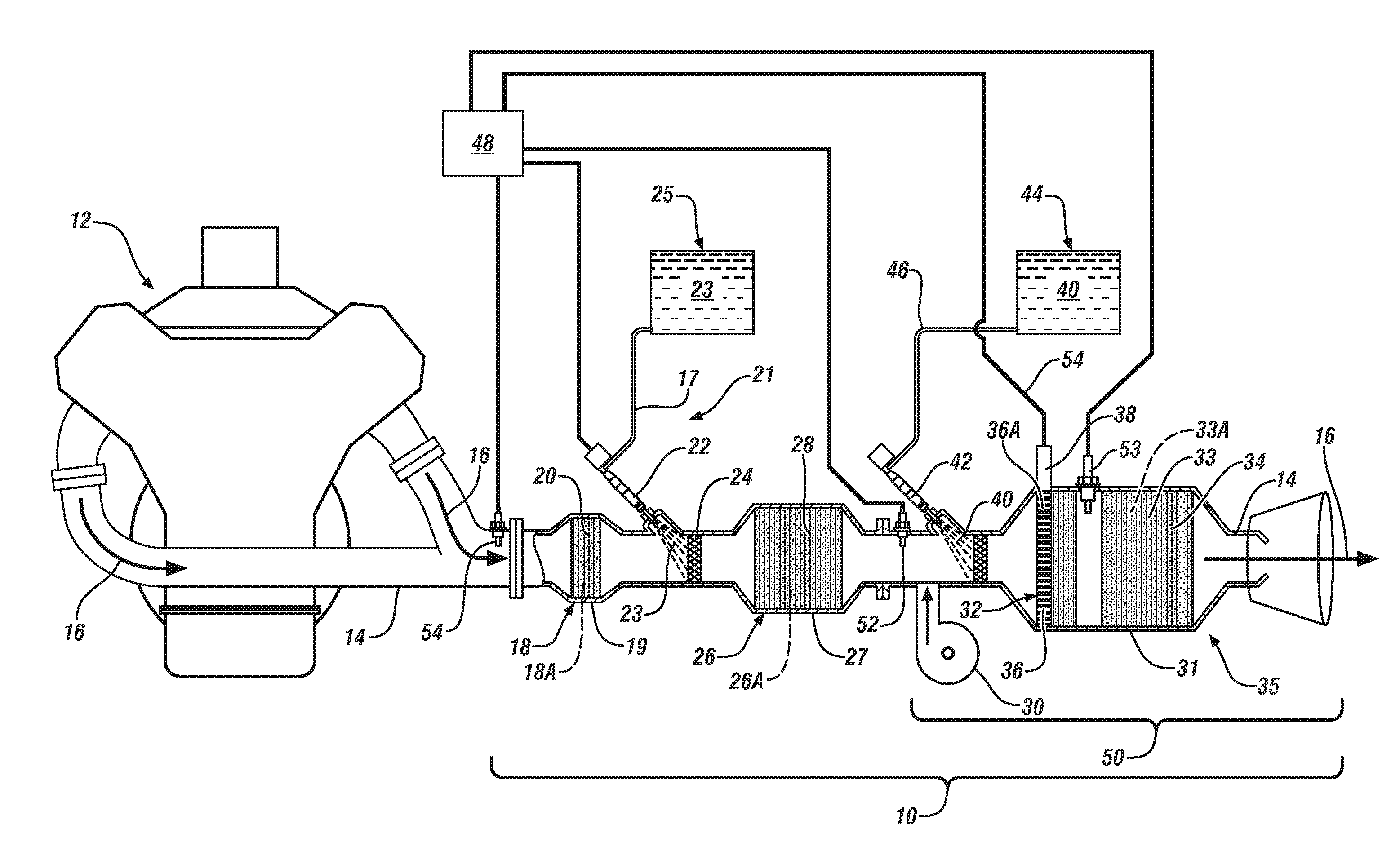 Control apparatus for temperature excursions within an exhaust gas treatment system