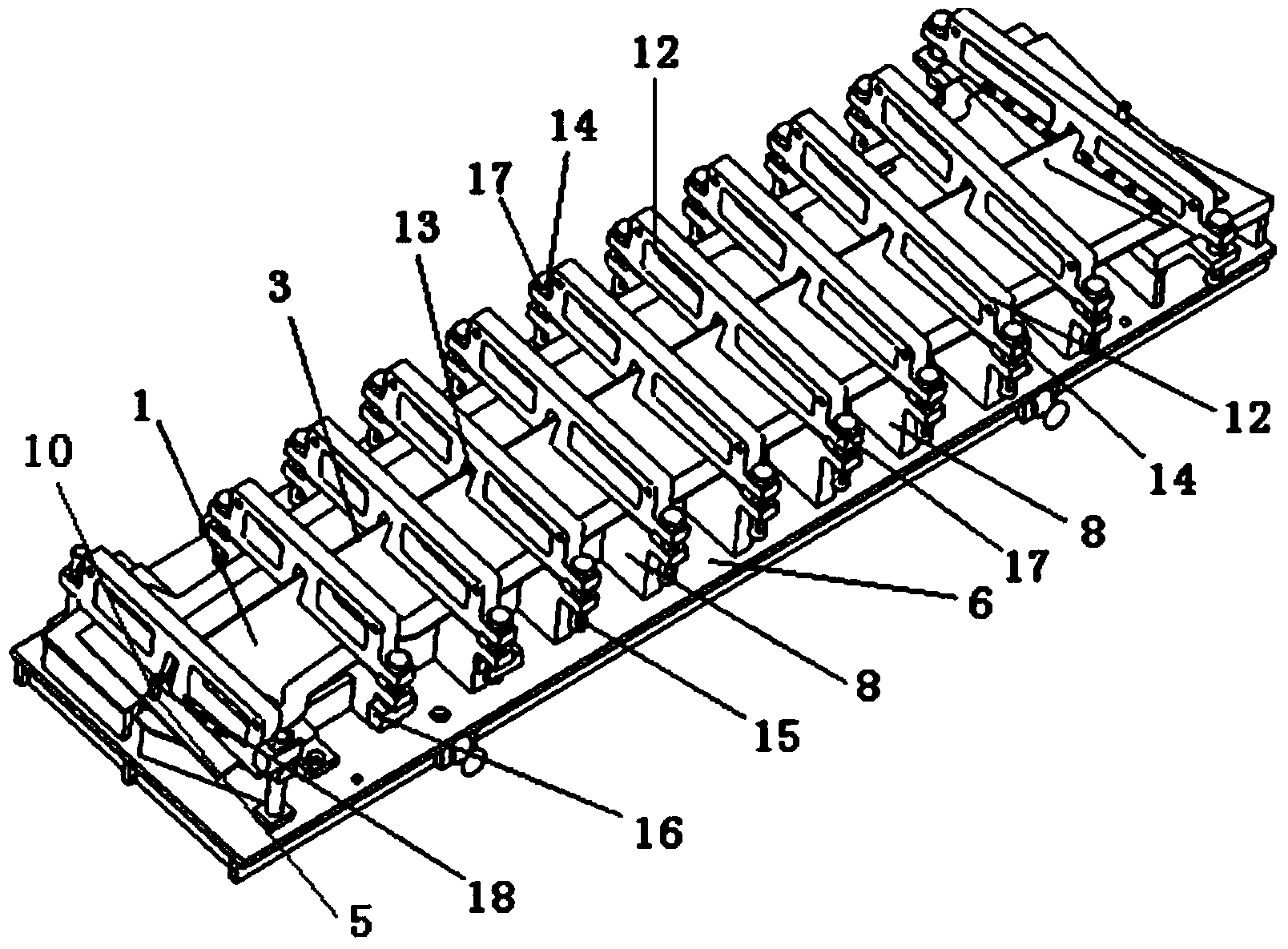 Deformation control method for heat treatment of airplane upper edge strip component