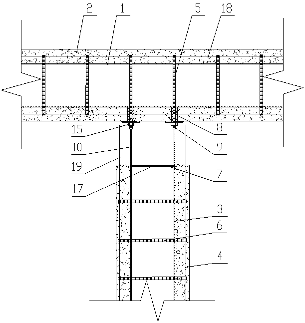 T-shaped node of steel concrete combined pipe assembled by T-shaped steel and threaded sleeve pipe