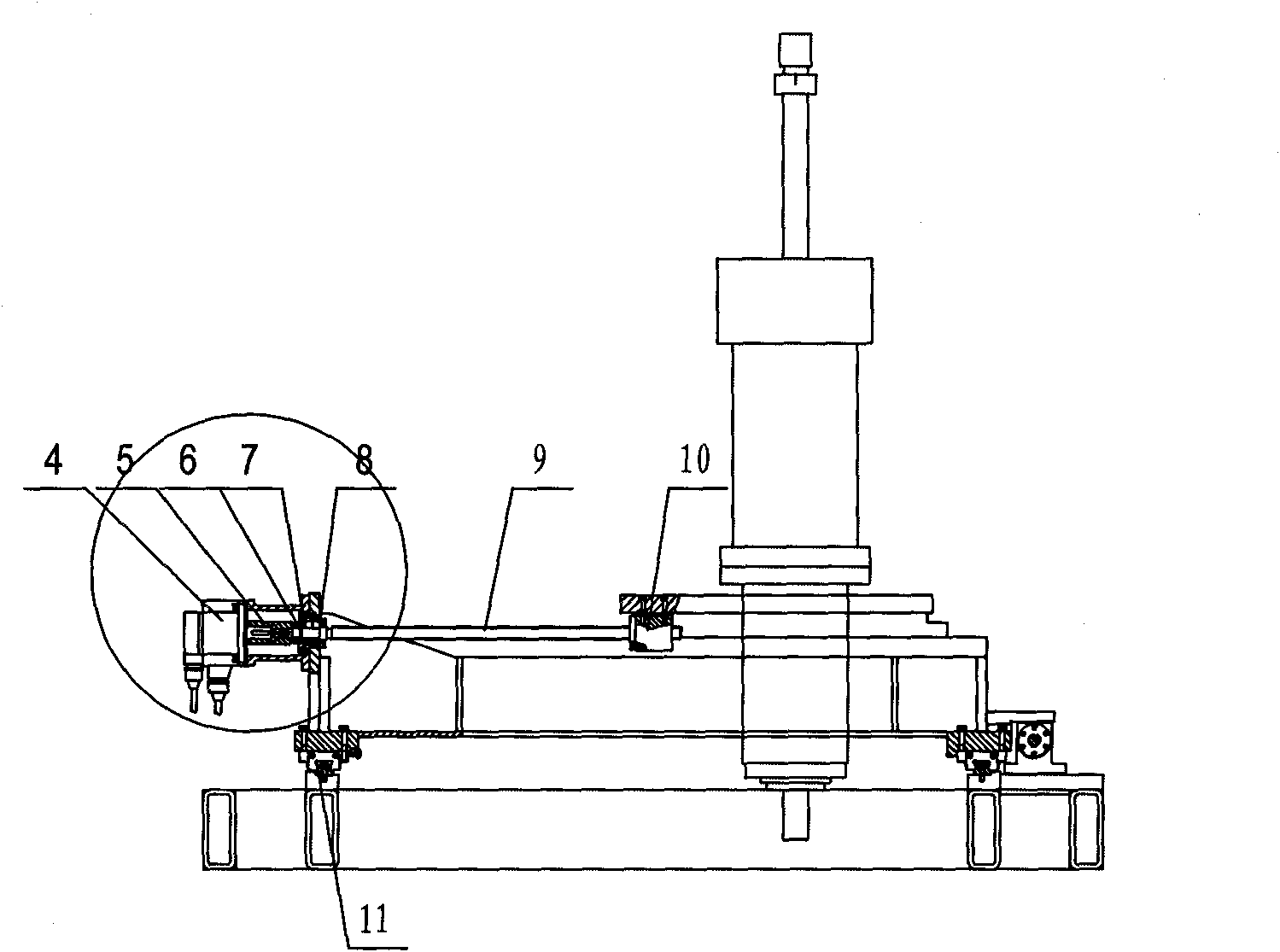 Three-dimensional drill drilling head cross-shape travelling mechanism