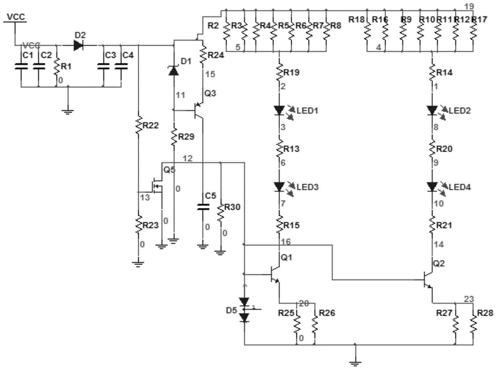 Overvoltage-controlled LED constant current circuit