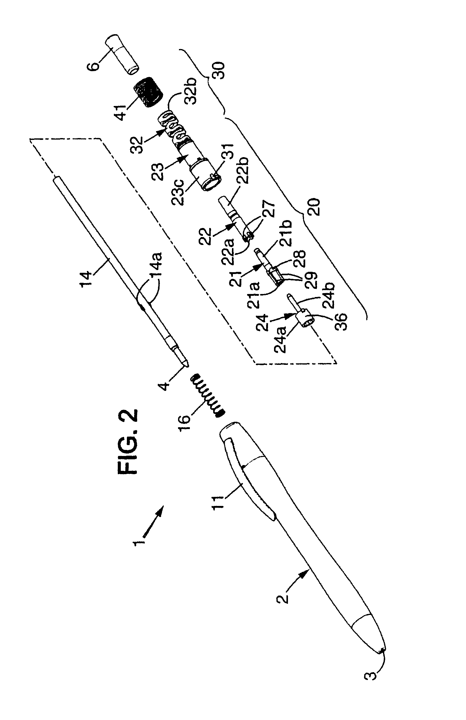 Writing instrument with cushioning device