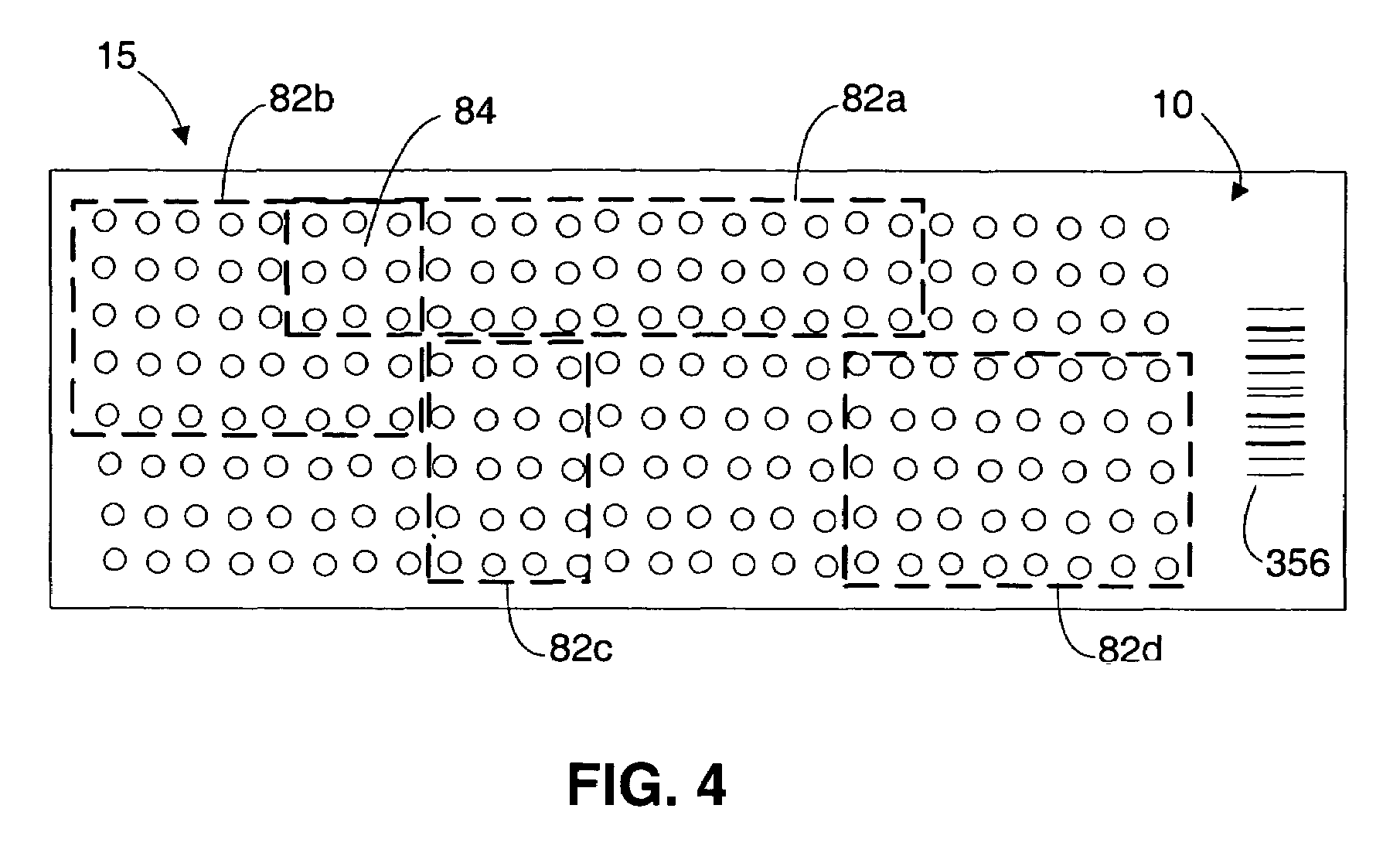 Chemical array with test dependent signal reading or processing