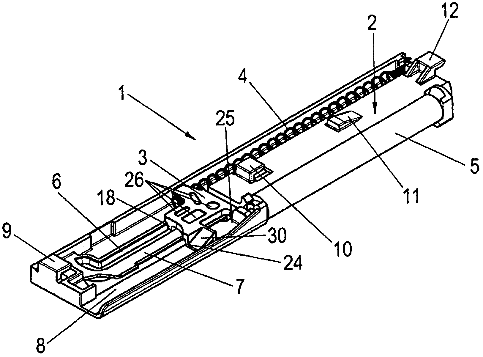 Automatic retraction device and extension guide