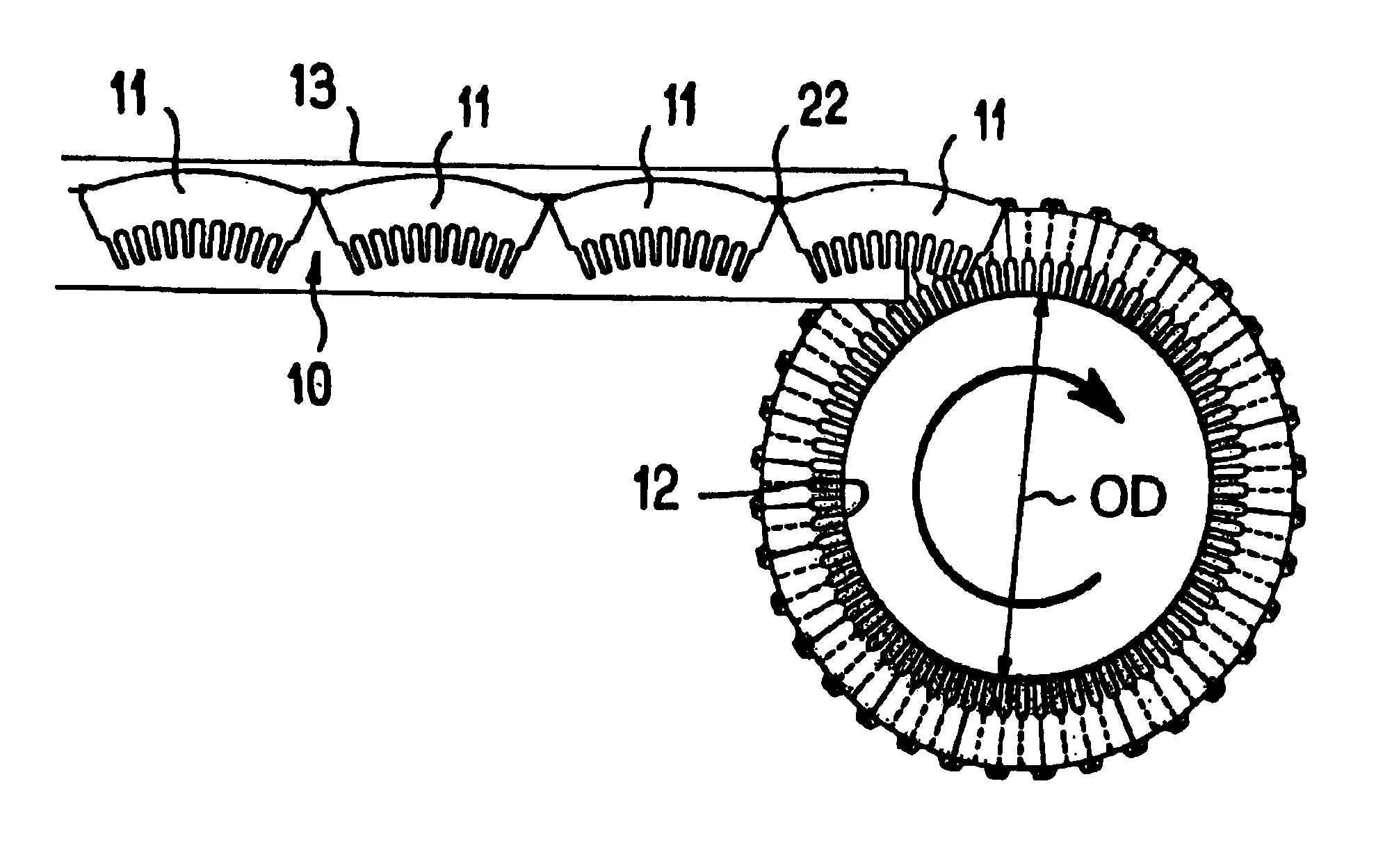 Strip of lamination sectors and a method of manufacturing a magnetic circuit for an electrical machine