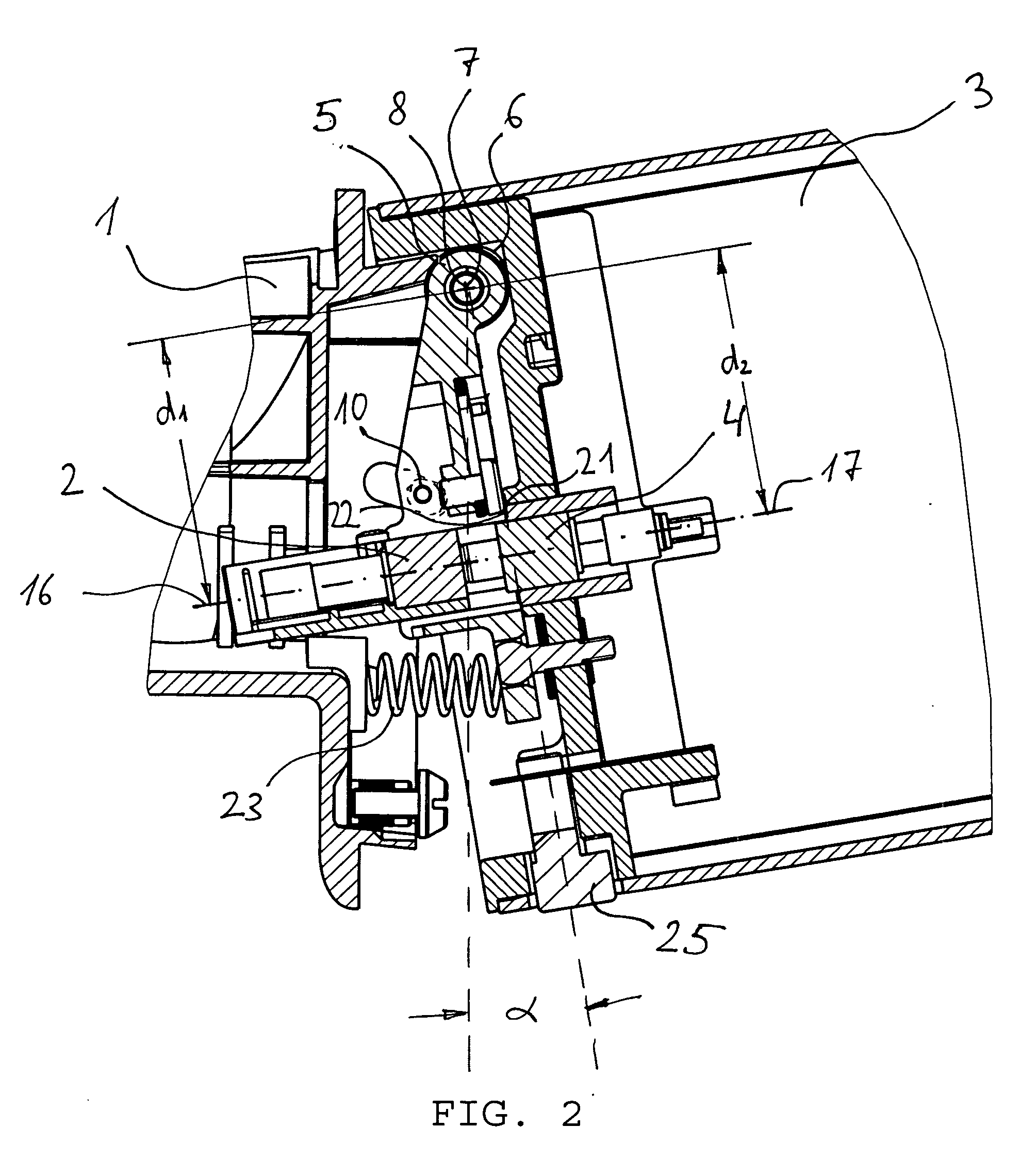 Connecting device for a plug-and-socket connection containing two connectors