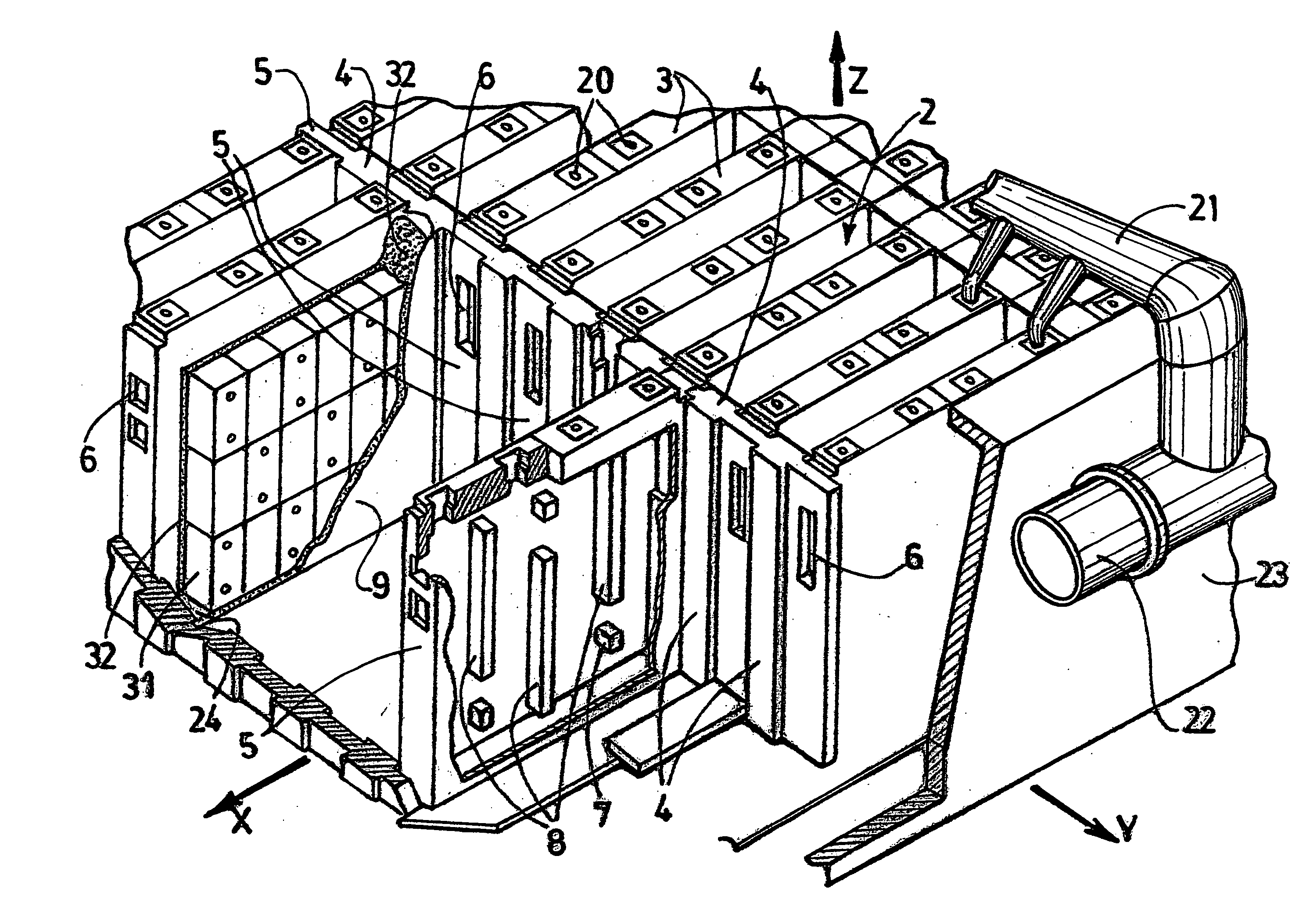 Method and cooling device for the subracks in a chamber furnance