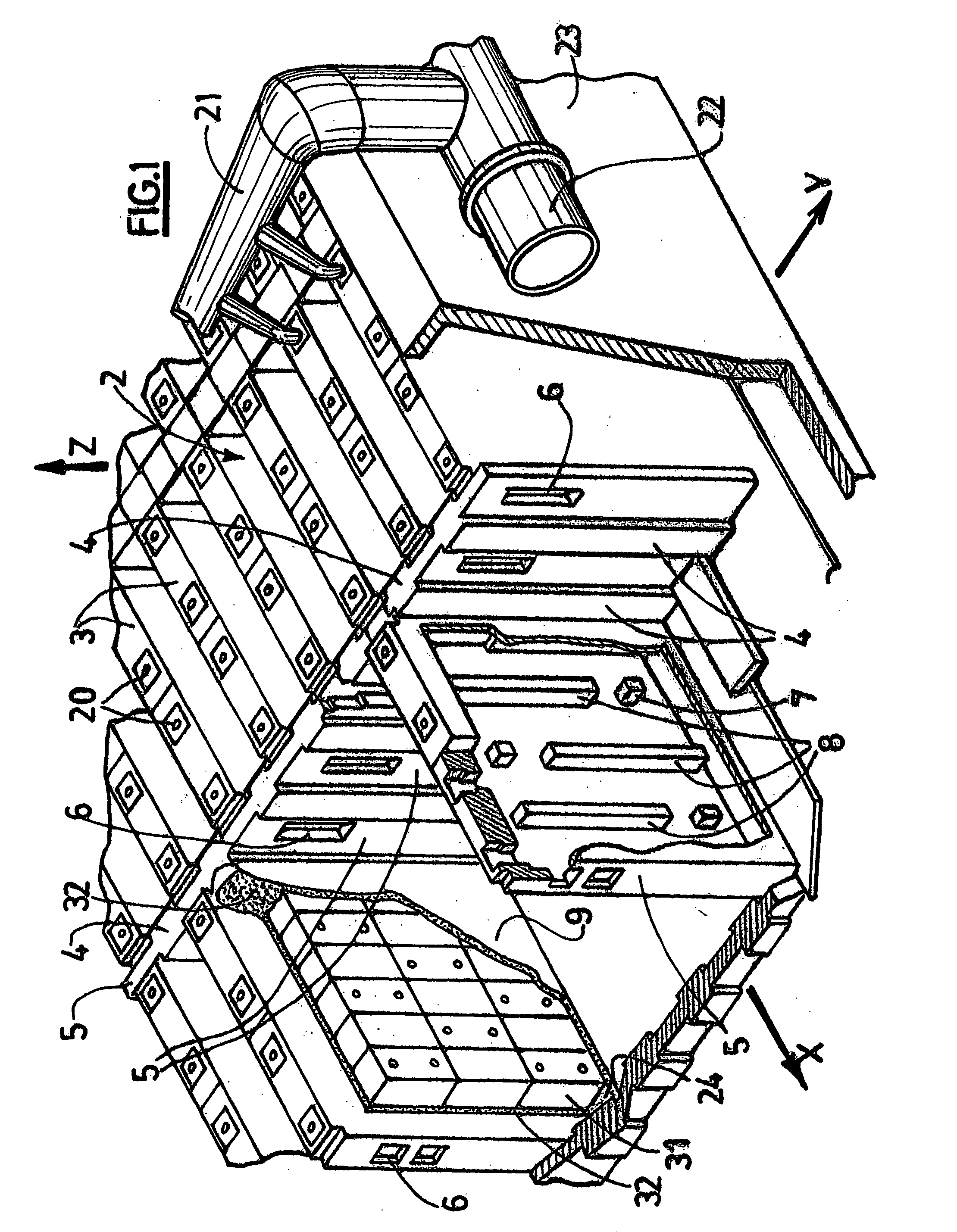 Method and cooling device for the subracks in a chamber furnance