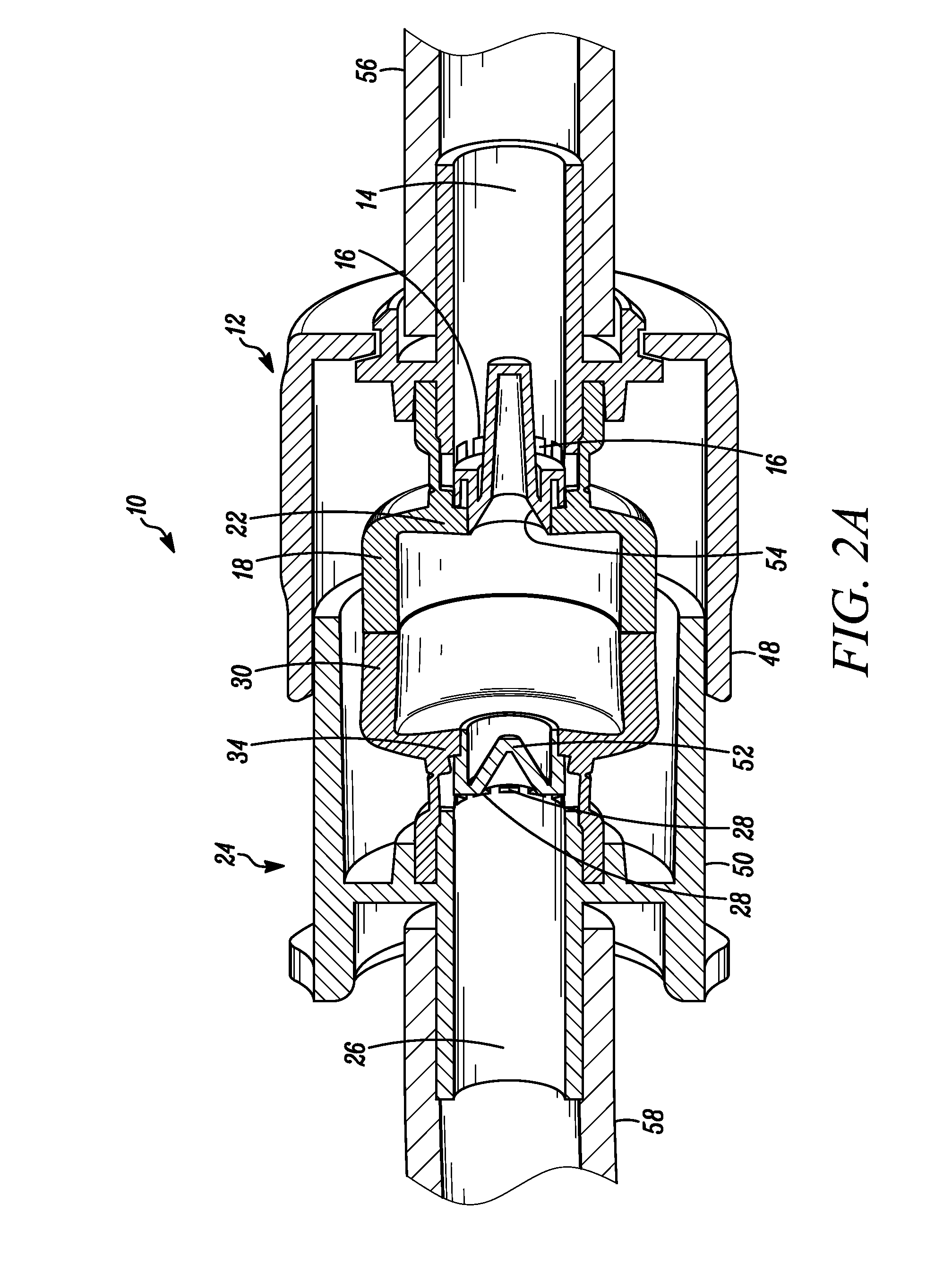 Aseptic connector with deflectable ring of concern and method