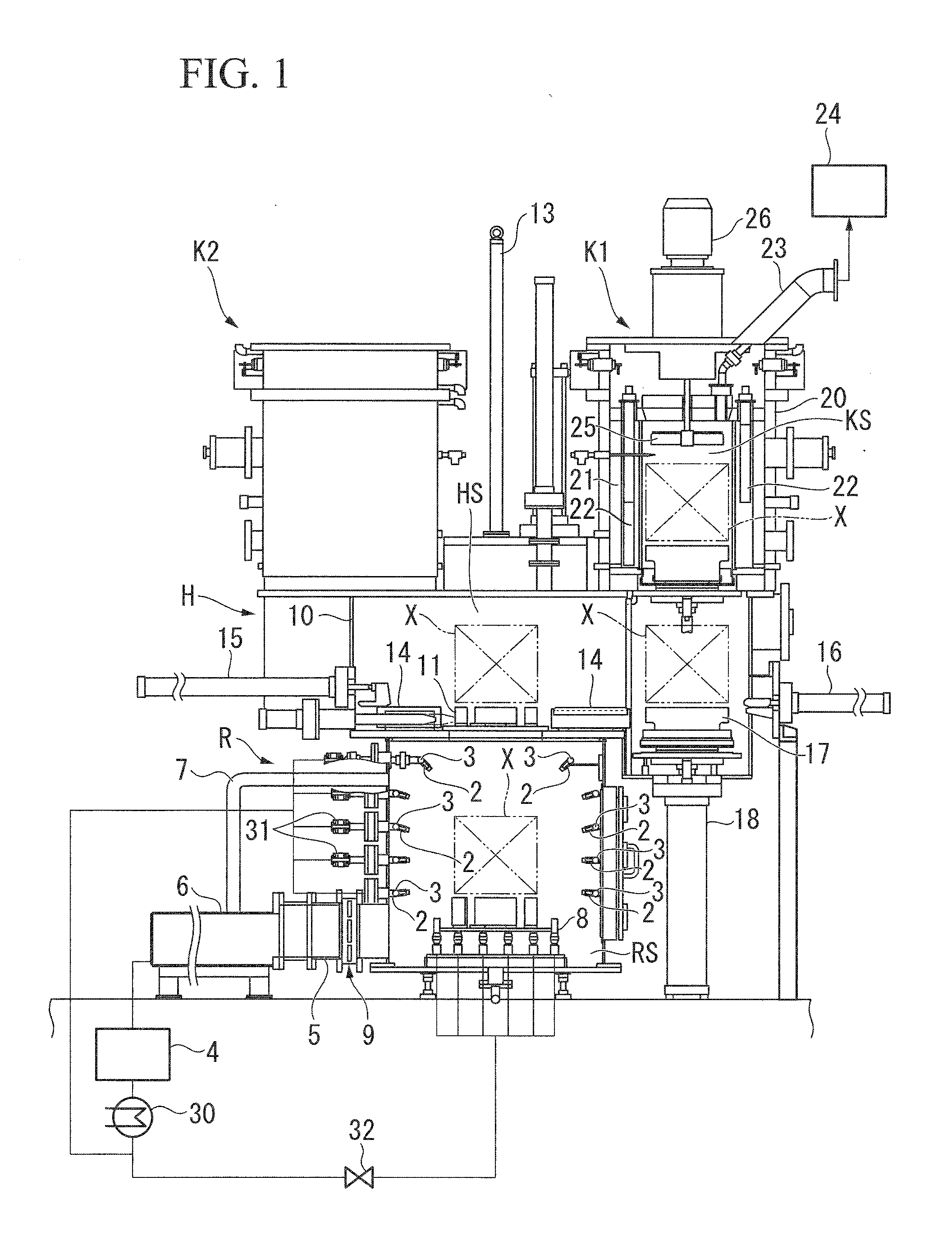Cooling device and multi-chamber heat treatment device