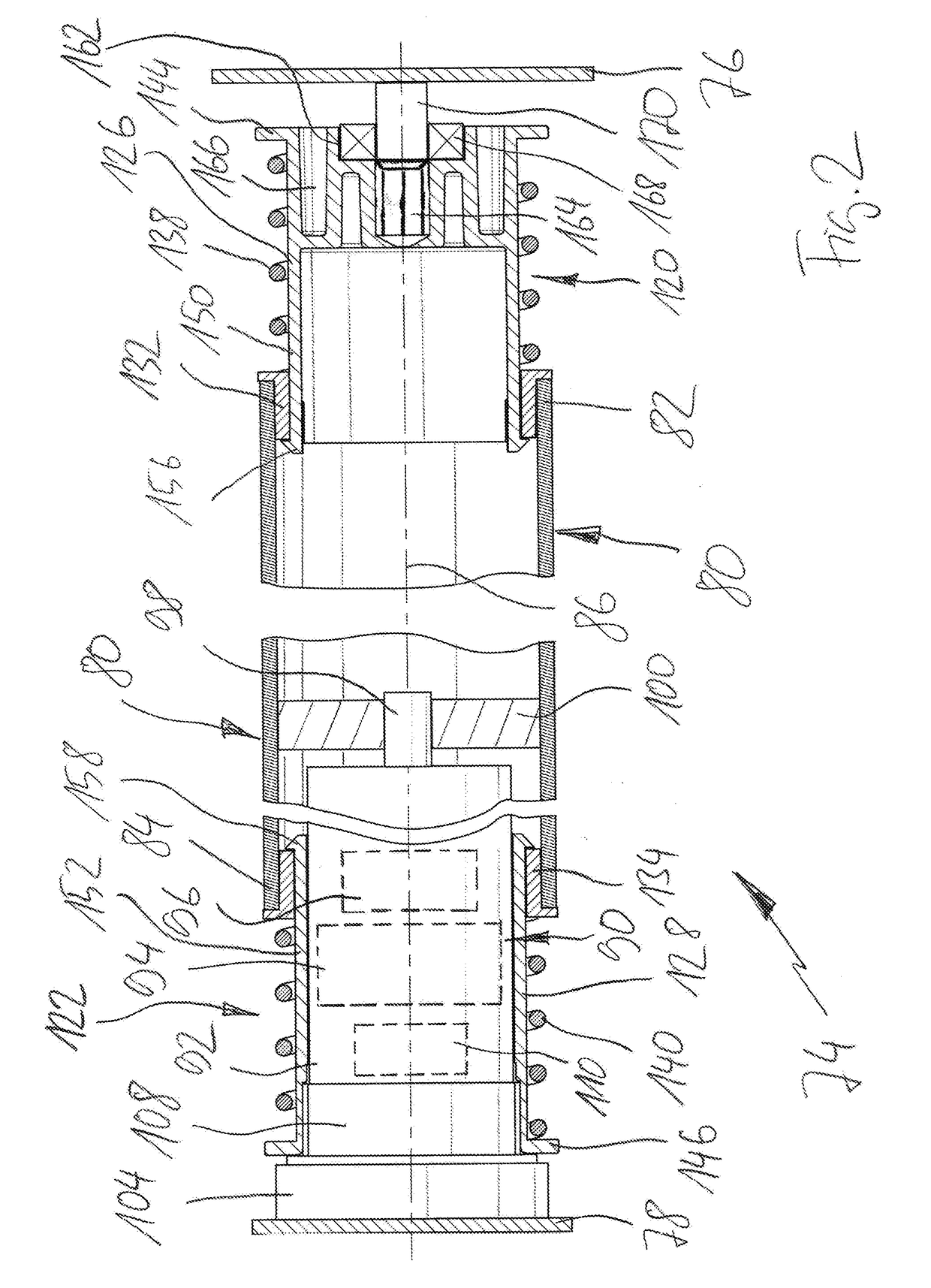 Shaft assembly, covering or protective device, and mounting kit