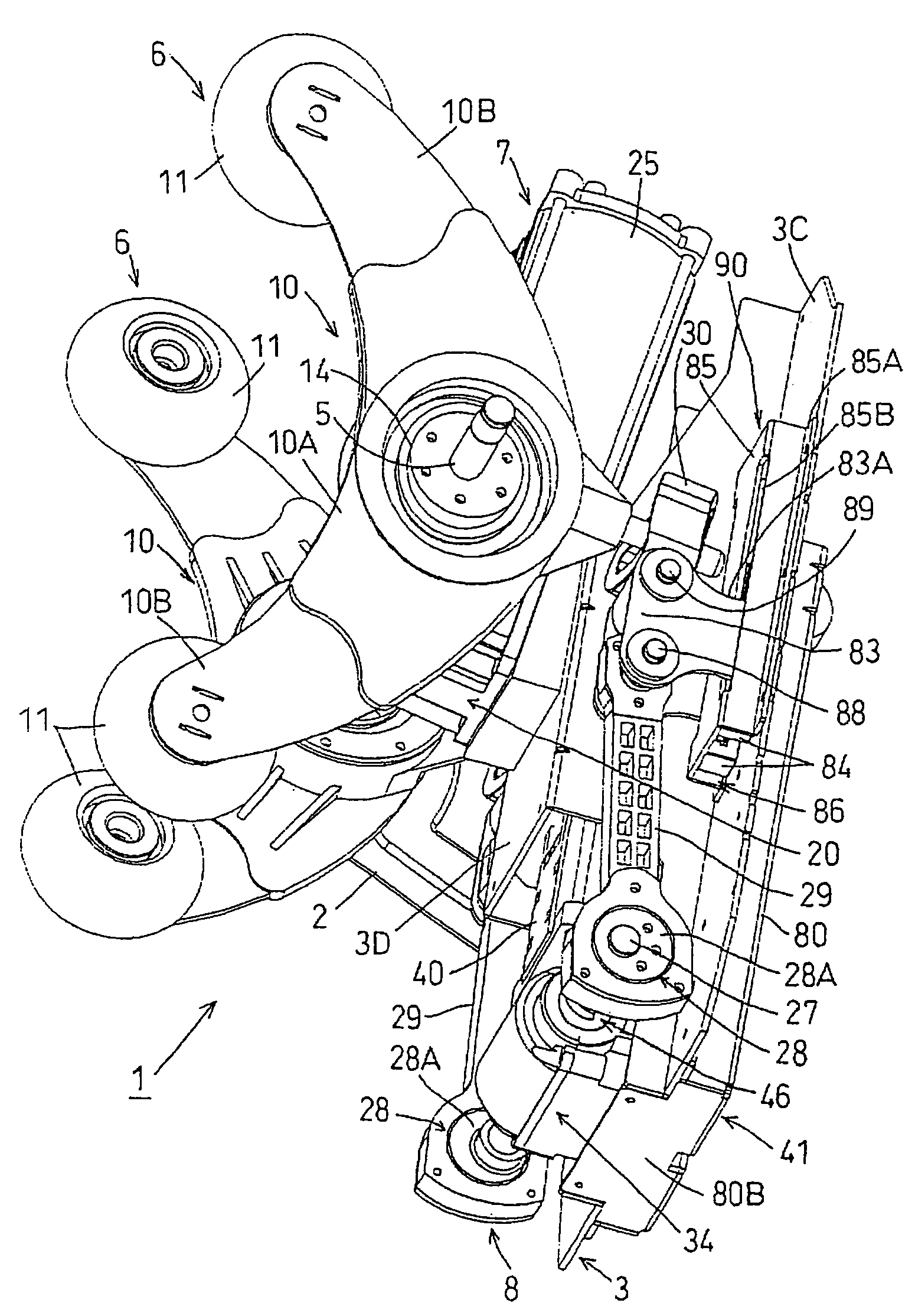 Four massaging head type massaging mechanism and massaging apparatus incorporating the same